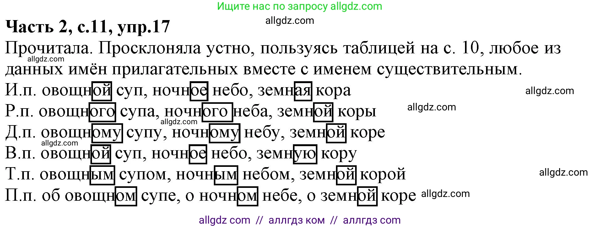 Русский язык, 4 класс Учебник, авторы: Канакина Валентина Павловна, Горецкий Всеслав Гаврилович, издательство Просвещение, Москва, 2023, белого цвета, Часть 2, страница 11, номер 17, Решение