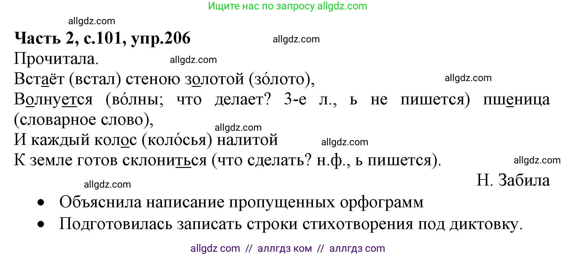 Русский язык, 4 класс Учебник, авторы: Канакина Валентина Павловна, Горецкий Всеслав Гаврилович, издательство Просвещение, Москва, 2023, белого цвета, Часть 2, страница 101, номер 206, Решение