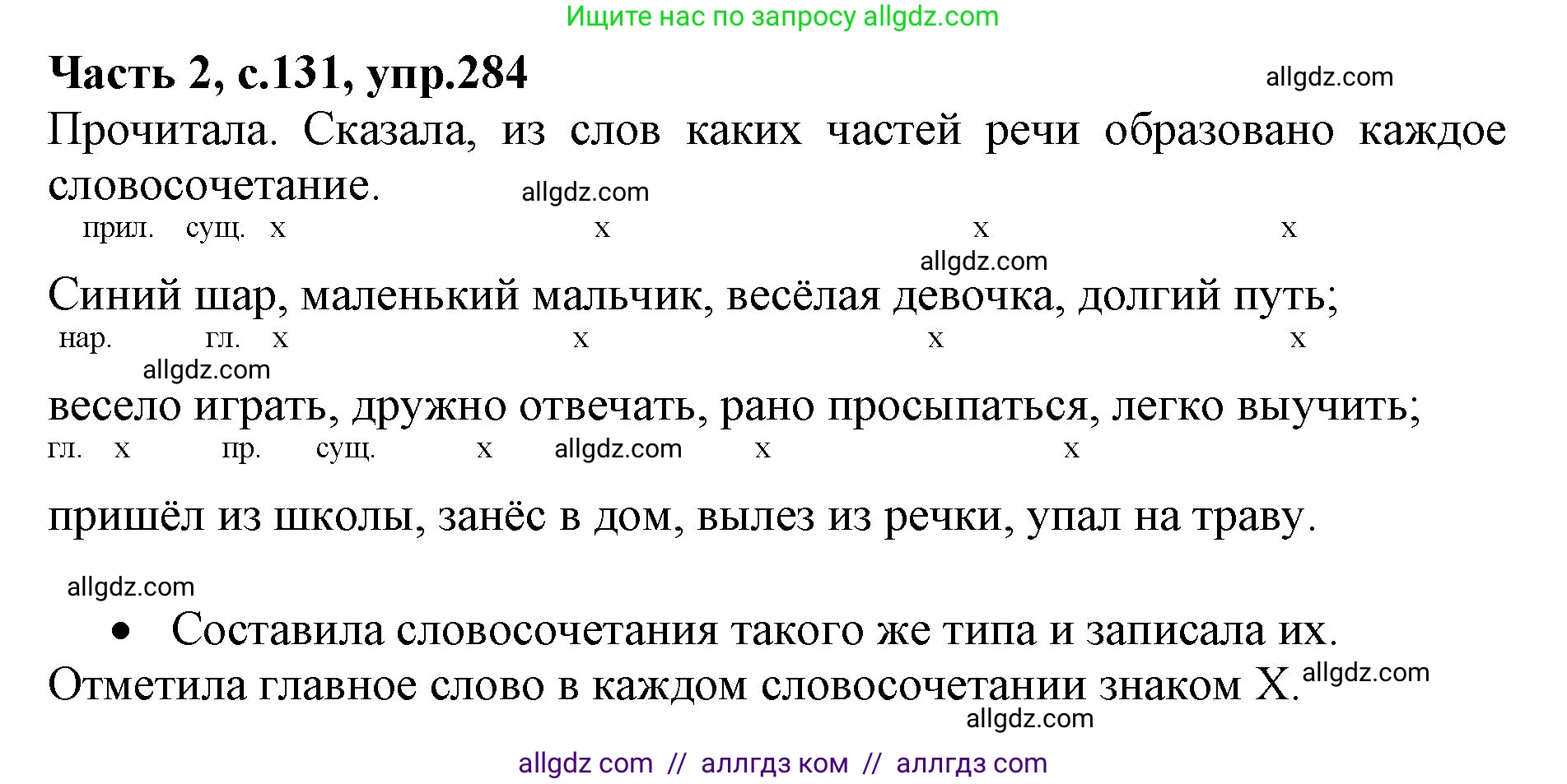 Русский язык, 4 класс Учебник, авторы: Канакина Валентина Павловна, Горецкий Всеслав Гаврилович, издательство Просвещение, Москва, 2023, белого цвета, Часть 2, страница 131, номер 284, Решение