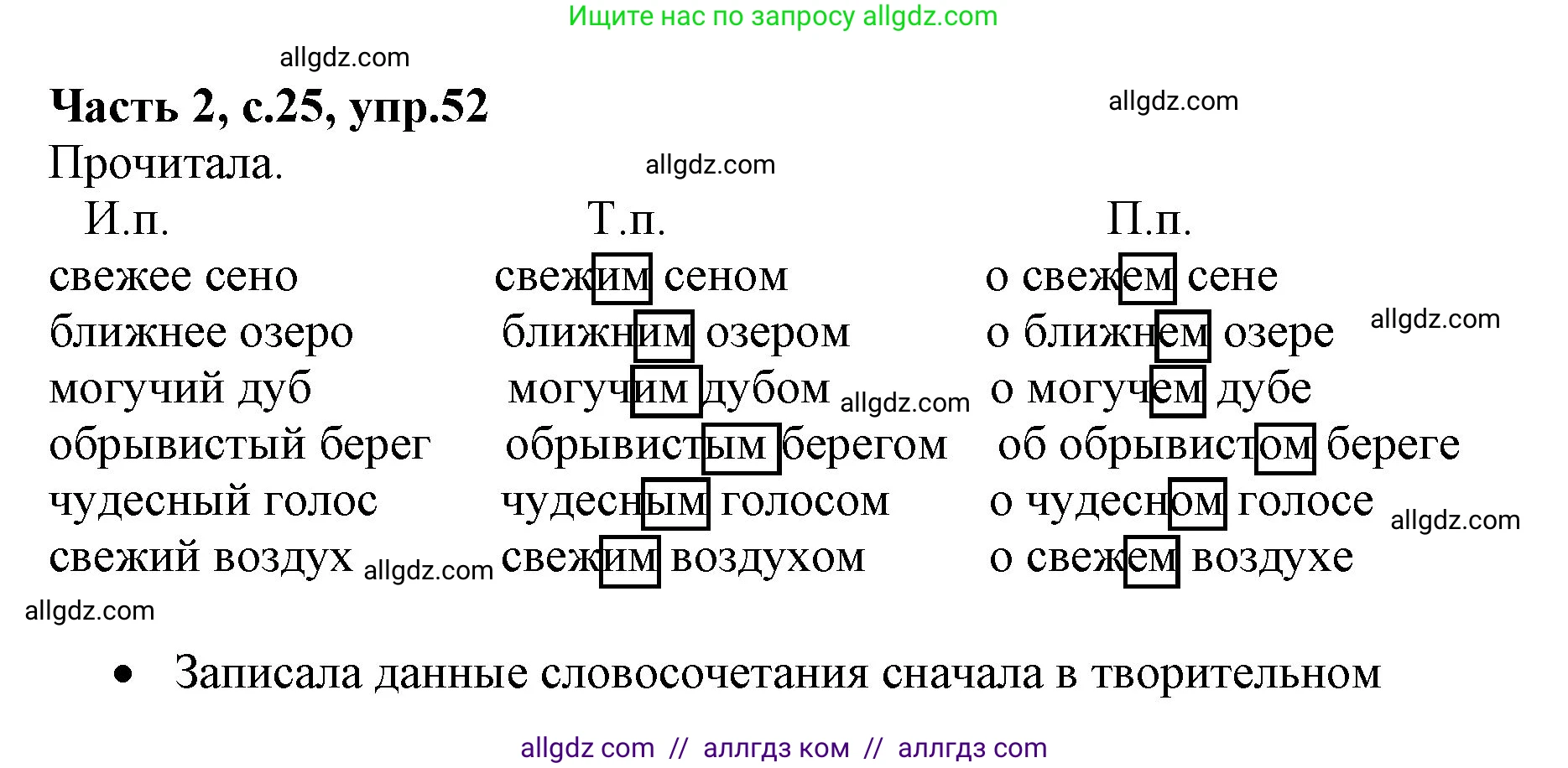 Русский язык, 4 класс Учебник, авторы: Канакина Валентина Павловна, Горецкий Всеслав Гаврилович, издательство Просвещение, Москва, 2023, белого цвета, Часть 2, страница 25, номер 52, Решение