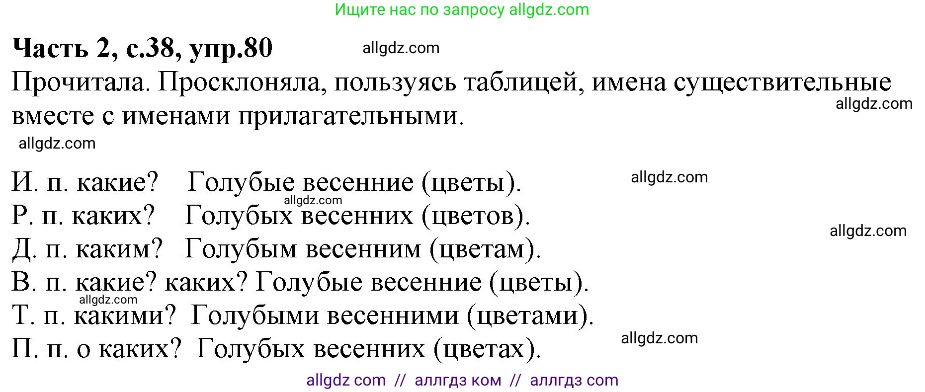 Русский язык, 4 класс Учебник, авторы: Канакина Валентина Павловна, Горецкий Всеслав Гаврилович, издательство Просвещение, Москва, 2023, белого цвета, Часть 2, страница 38, номер 80, Решение