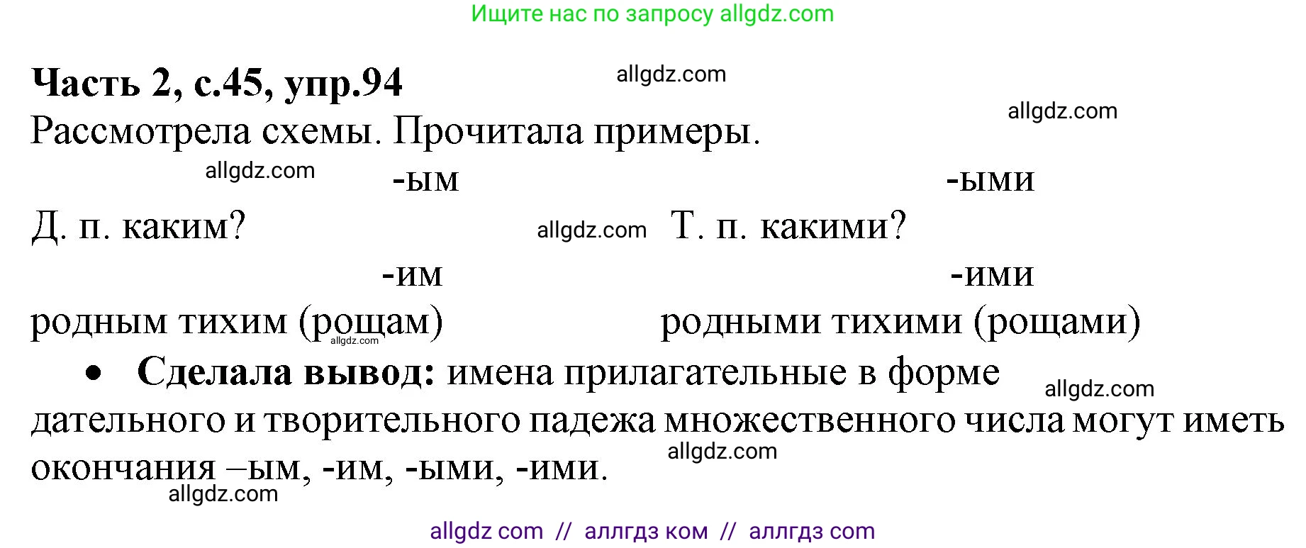 Русский язык, 4 класс Учебник, авторы: Канакина Валентина Павловна, Горецкий Всеслав Гаврилович, издательство Просвещение, Москва, 2023, белого цвета, Часть 2, страница 45, номер 94, Решение