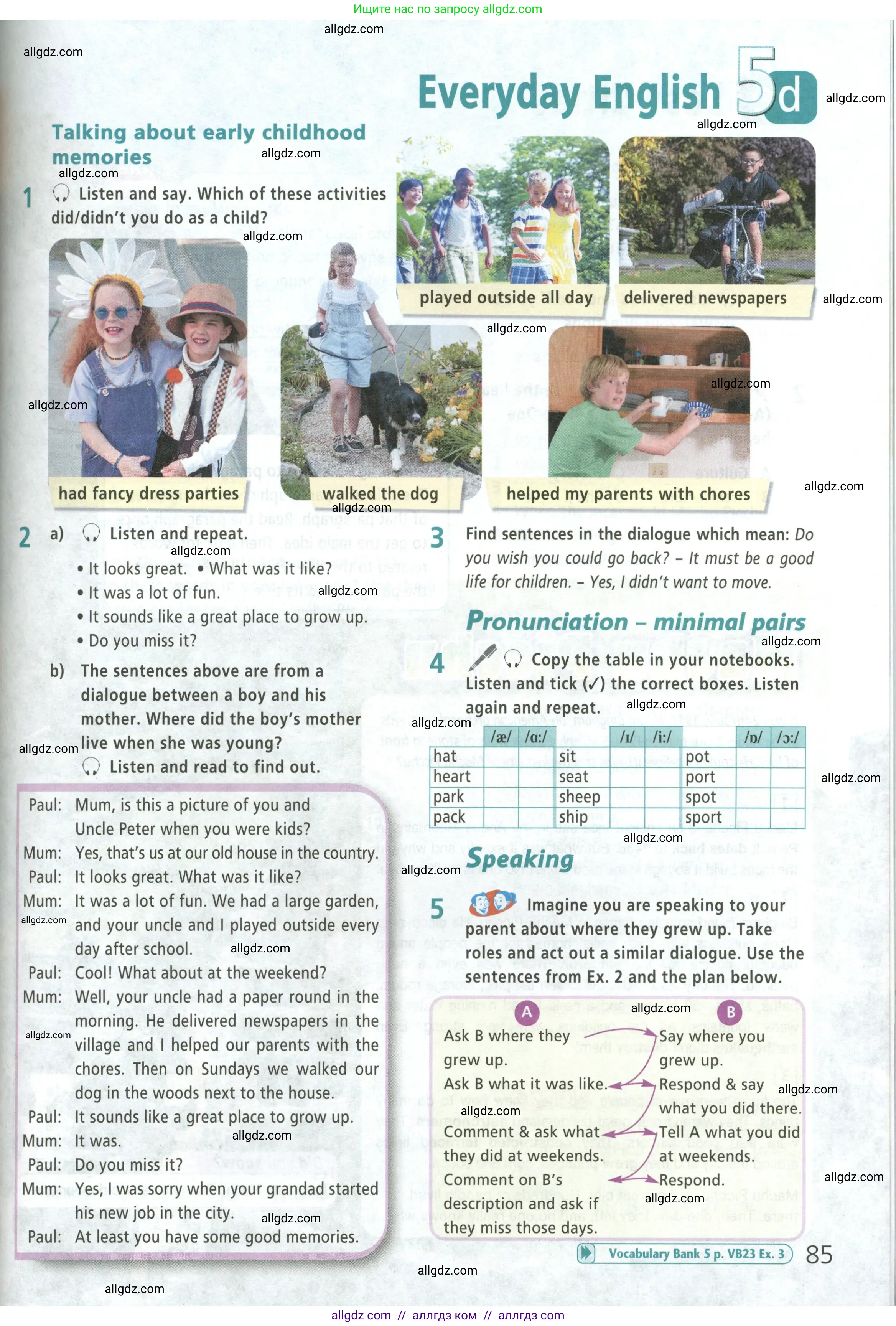 Английский язык (english), 5 класс Учебник (Student's book), авторы: Баранова Ксения Михайловна (Baranova Ksenia), Дули Дженни (Dooley Jenny), Копылова Виктория Викторовна (Kopylova Victoria), Мильруд Радислав Петрович (Millrood Radislav), Эванс Вирджиния (Evans Virginia), издательство Просвещение, Москва, 2023, белого цвета, страница 85