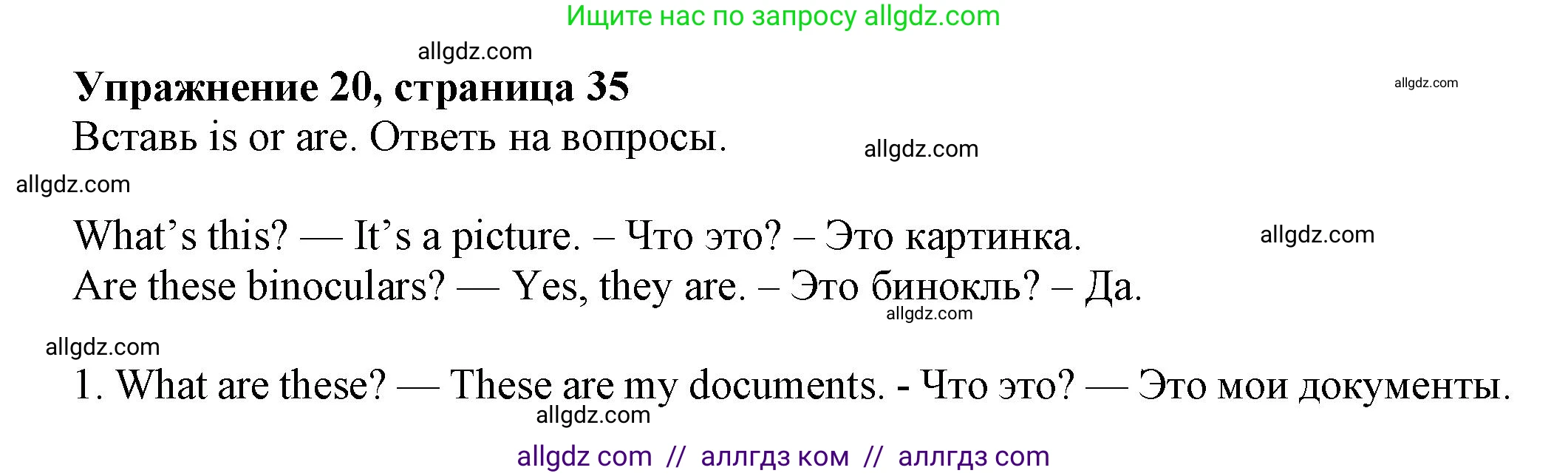 Английский язык (english), 5 класс Грамматический тренажёр, автор: Тимофеева Светлана Леонидовна, издательство Просвещение, Москва, 2023, оранжевого цвета, страница 35, номер 20, Решение 1 (2023-2027)
