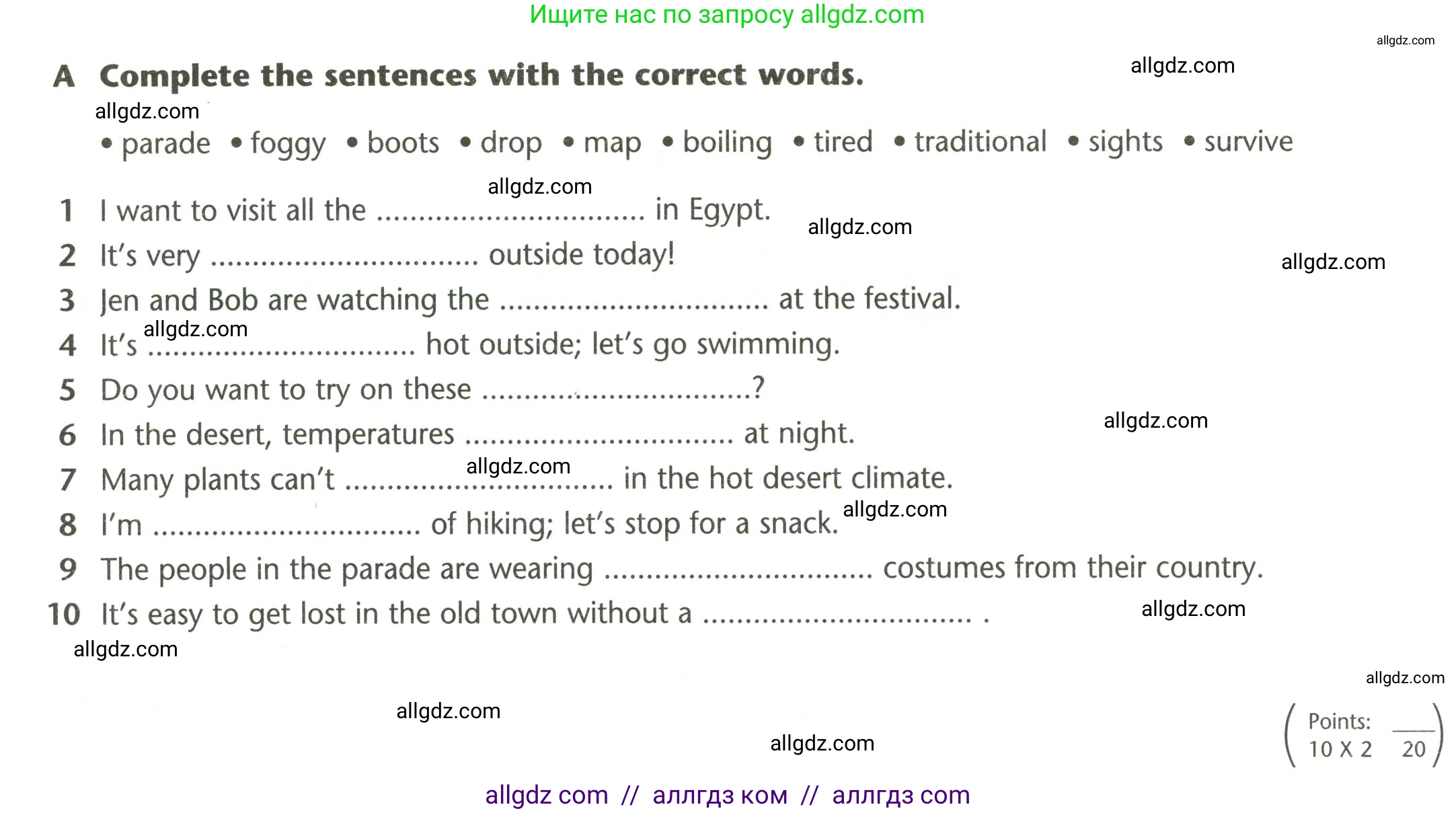 Английский язык (english), 5 класс контрольные задания (test booklet), авторы: Баранова Ксения Михайловна (Baranova Ksenia), Дули Дженни (Dooley Jenny), Копылова Виктория Викторовна (Kopylova Victoria), Мильруд Радислав Петрович (Millrood Radislav), Эванс Вирджиния (Evans Virginia), издательство Просвещение, Москва, 2023, серого цвета, страница 20, Условие