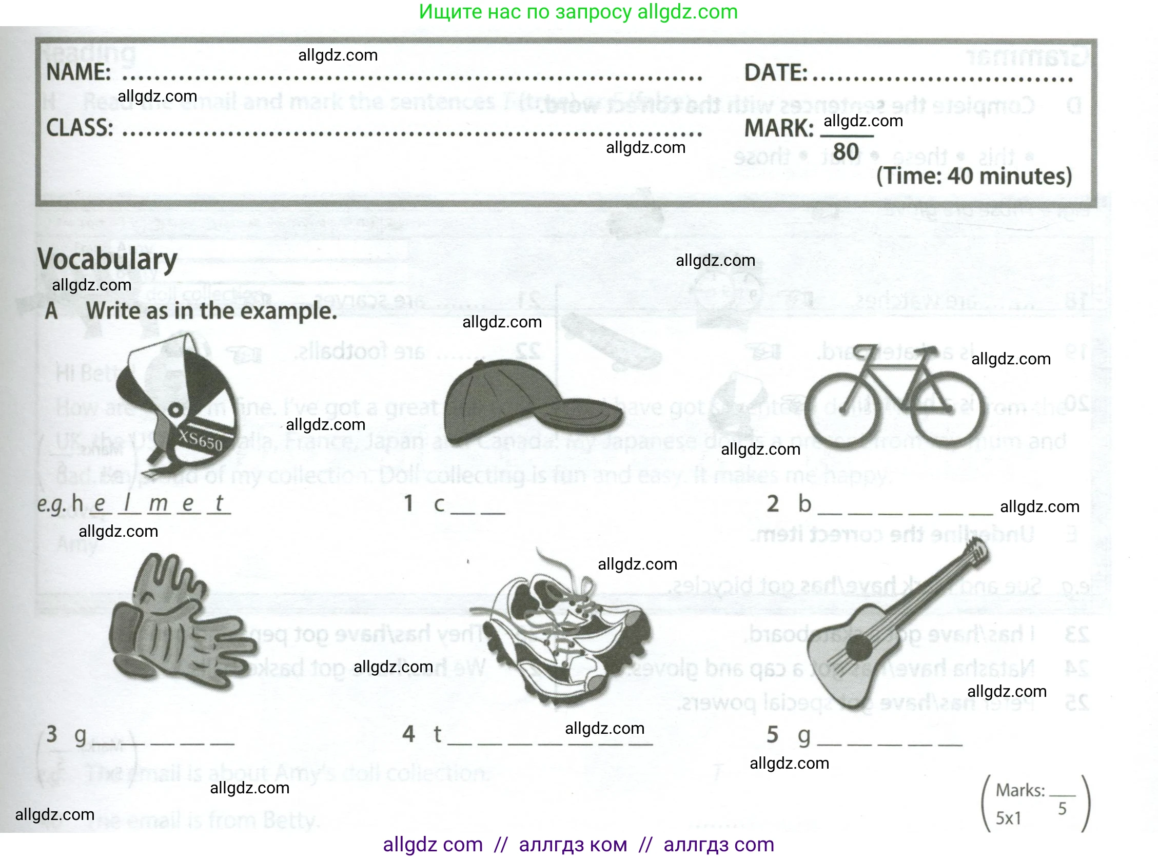Английский язык (english), 5 класс контрольные задания (test booklet), авторы: Ваулина Юлия Евгеньевна (Vaulina Julia), Дули Дженни (Dooley Jenny), Подоляко Ольга Евгеньевна (Podolyako Olga), Эванс Вирджиния (Evans Virginia), издательство Просвещение, Москва, 2023, белого цвета, страница 13, номер A (1-5), Условие 2023-2027