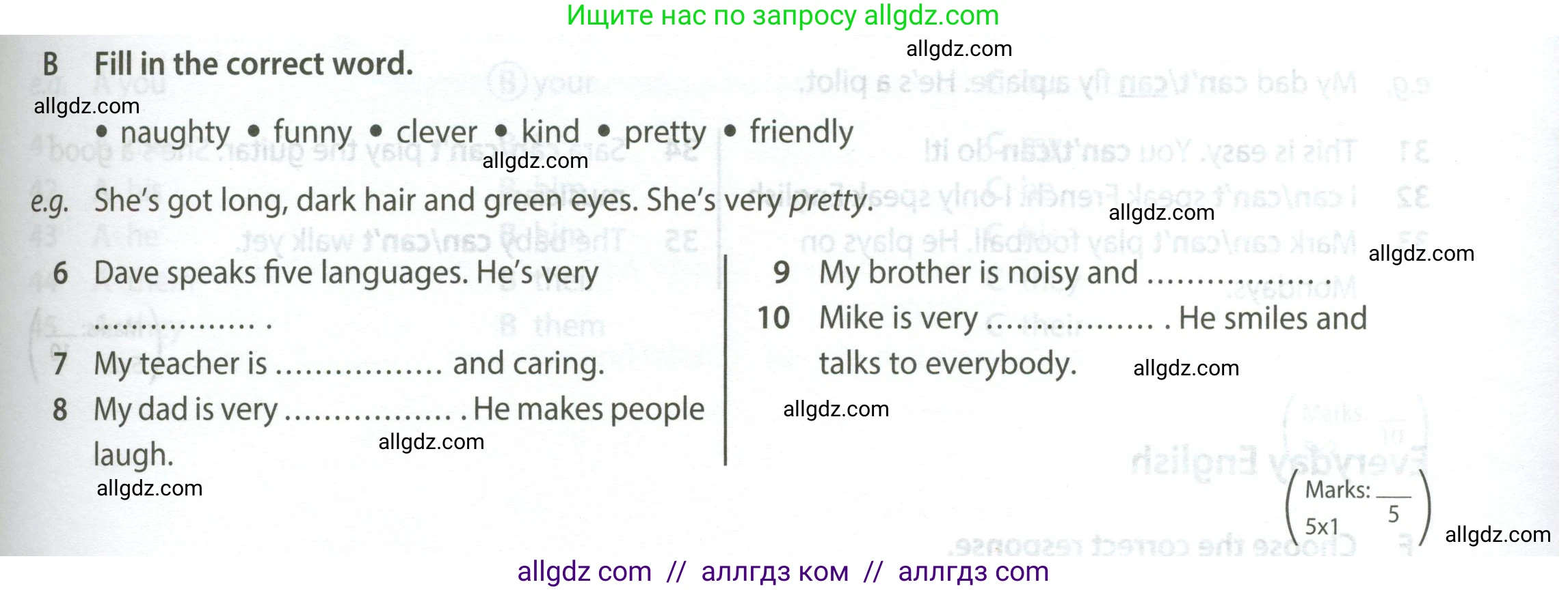 Английский язык (english), 5 класс контрольные задания (test booklet), авторы: Ваулина Юлия Евгеньевна (Vaulina Julia), Дули Дженни (Dooley Jenny), Подоляко Ольга Евгеньевна (Podolyako Olga), Эванс Вирджиния (Evans Virginia), издательство Просвещение, Москва, 2023, белого цвета, страница 29, номер B (6-10), Условие 2023-2027