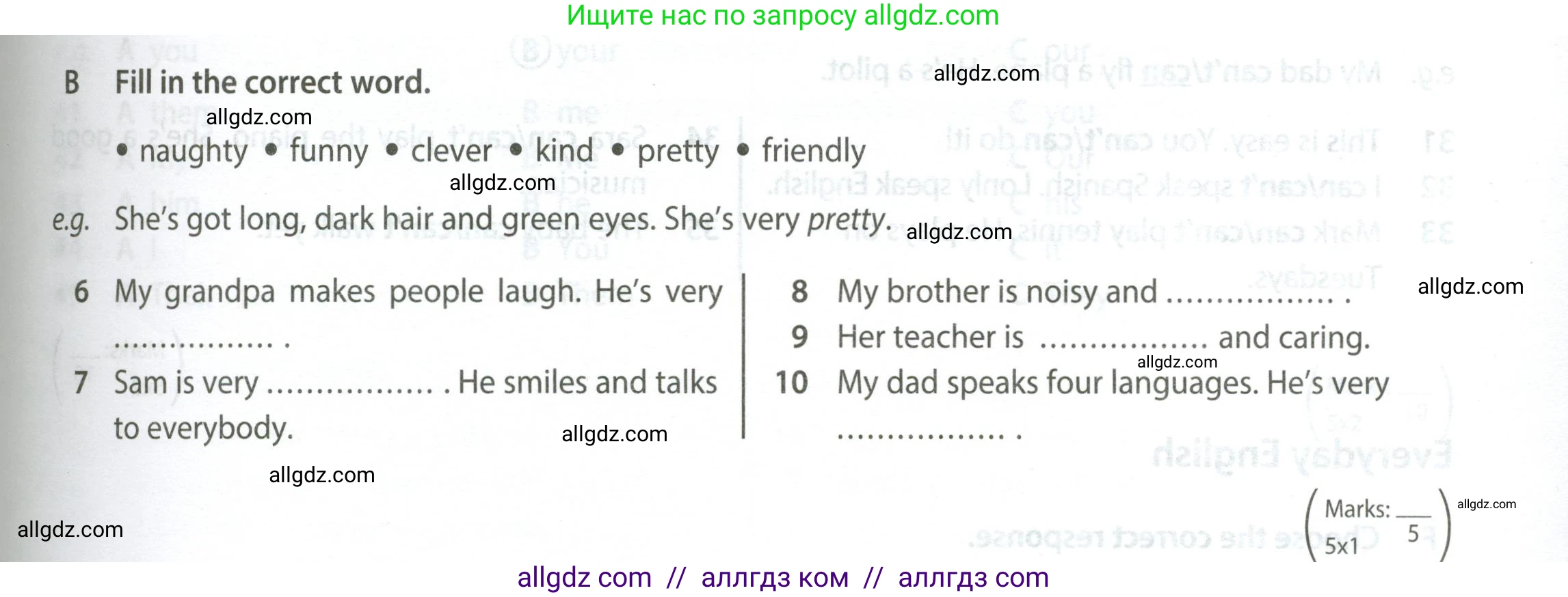 Английский язык (english), 5 класс контрольные задания (test booklet), авторы: Ваулина Юлия Евгеньевна (Vaulina Julia), Дули Дженни (Dooley Jenny), Подоляко Ольга Евгеньевна (Podolyako Olga), Эванс Вирджиния (Evans Virginia), издательство Просвещение, Москва, 2023, белого цвета, страница 33, номер B (6-10), Условие 2023-2027