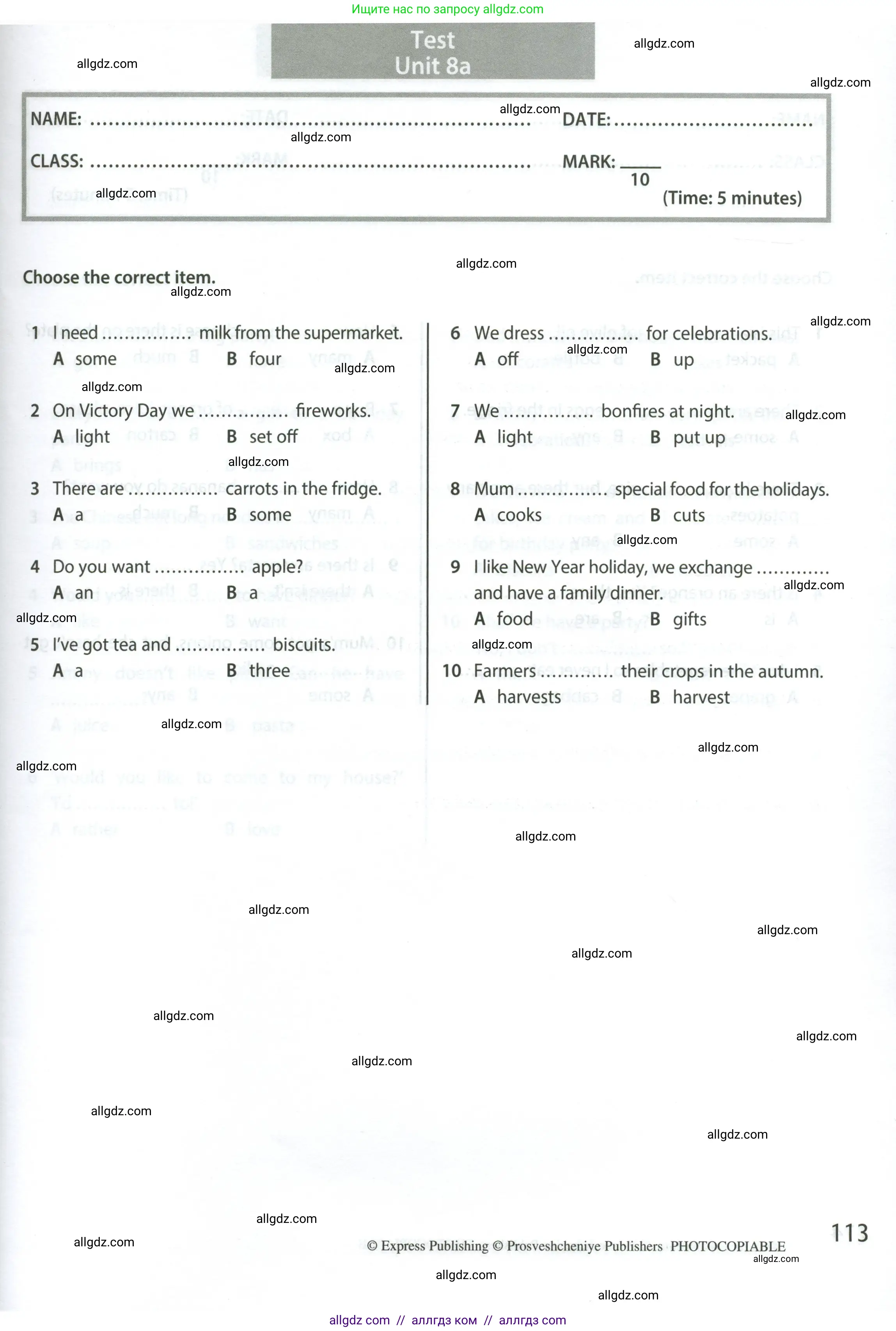 Английский язык (english), 5 класс контрольные задания (test booklet), авторы: Ваулина Юлия Евгеньевна (Vaulina Julia), Дули Дженни (Dooley Jenny), Подоляко Ольга Евгеньевна (Podolyako Olga), Эванс Вирджиния (Evans Virginia), издательство Просвещение, Москва, 2023, белого цвета, страница 113