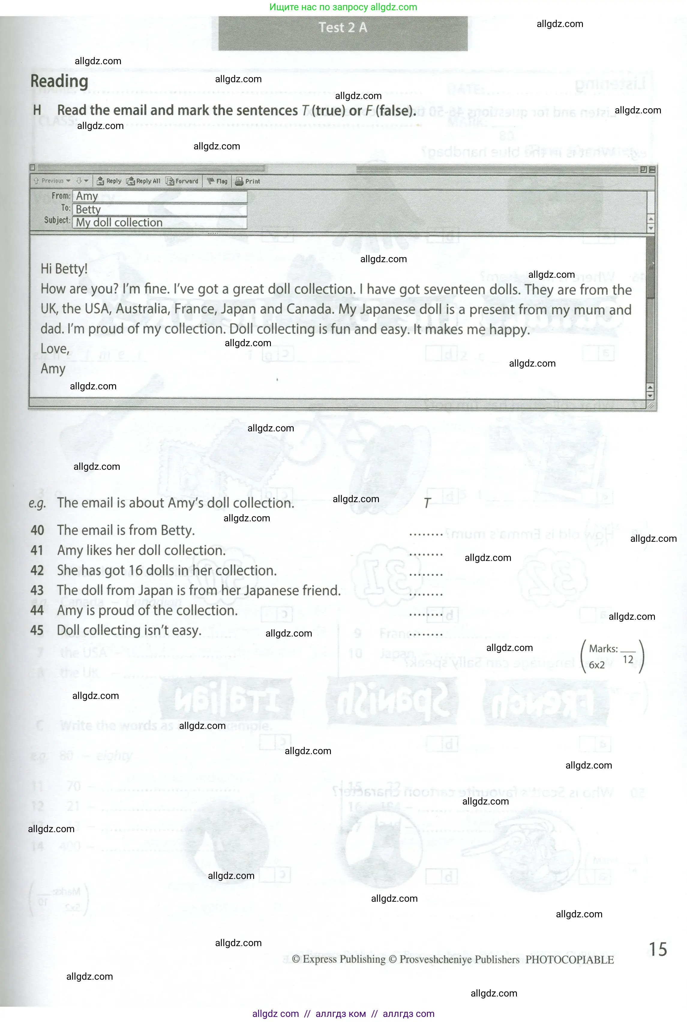 Английский язык (english), 5 класс контрольные задания (test booklet), авторы: Ваулина Юлия Евгеньевна (Vaulina Julia), Дули Дженни (Dooley Jenny), Подоляко Ольга Евгеньевна (Podolyako Olga), Эванс Вирджиния (Evans Virginia), издательство Просвещение, Москва, 2023, белого цвета, страница 15