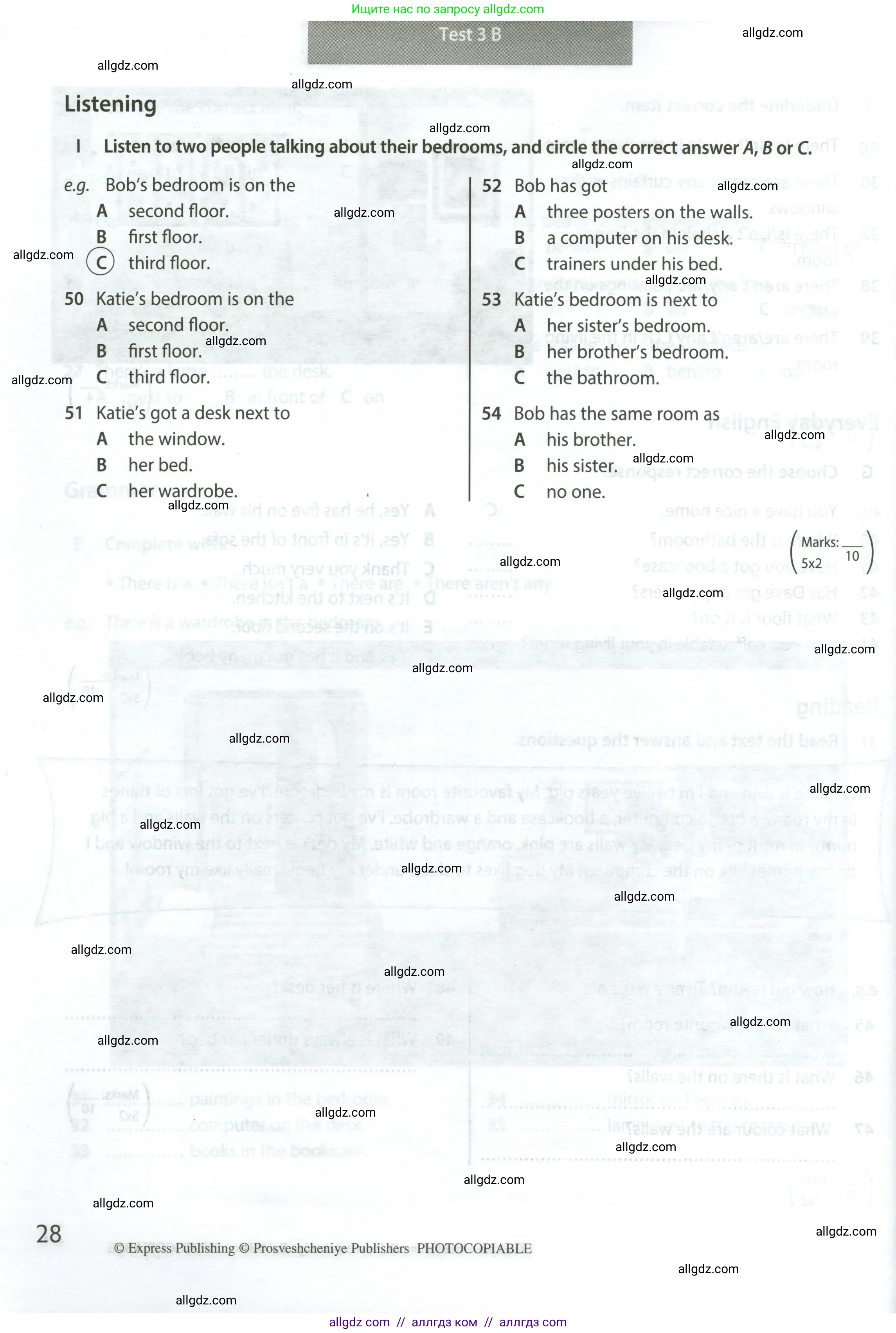 Английский язык (english), 5 класс контрольные задания (test booklet), авторы: Ваулина Юлия Евгеньевна (Vaulina Julia), Дули Дженни (Dooley Jenny), Подоляко Ольга Евгеньевна (Podolyako Olga), Эванс Вирджиния (Evans Virginia), издательство Просвещение, Москва, 2023, белого цвета, страница 28