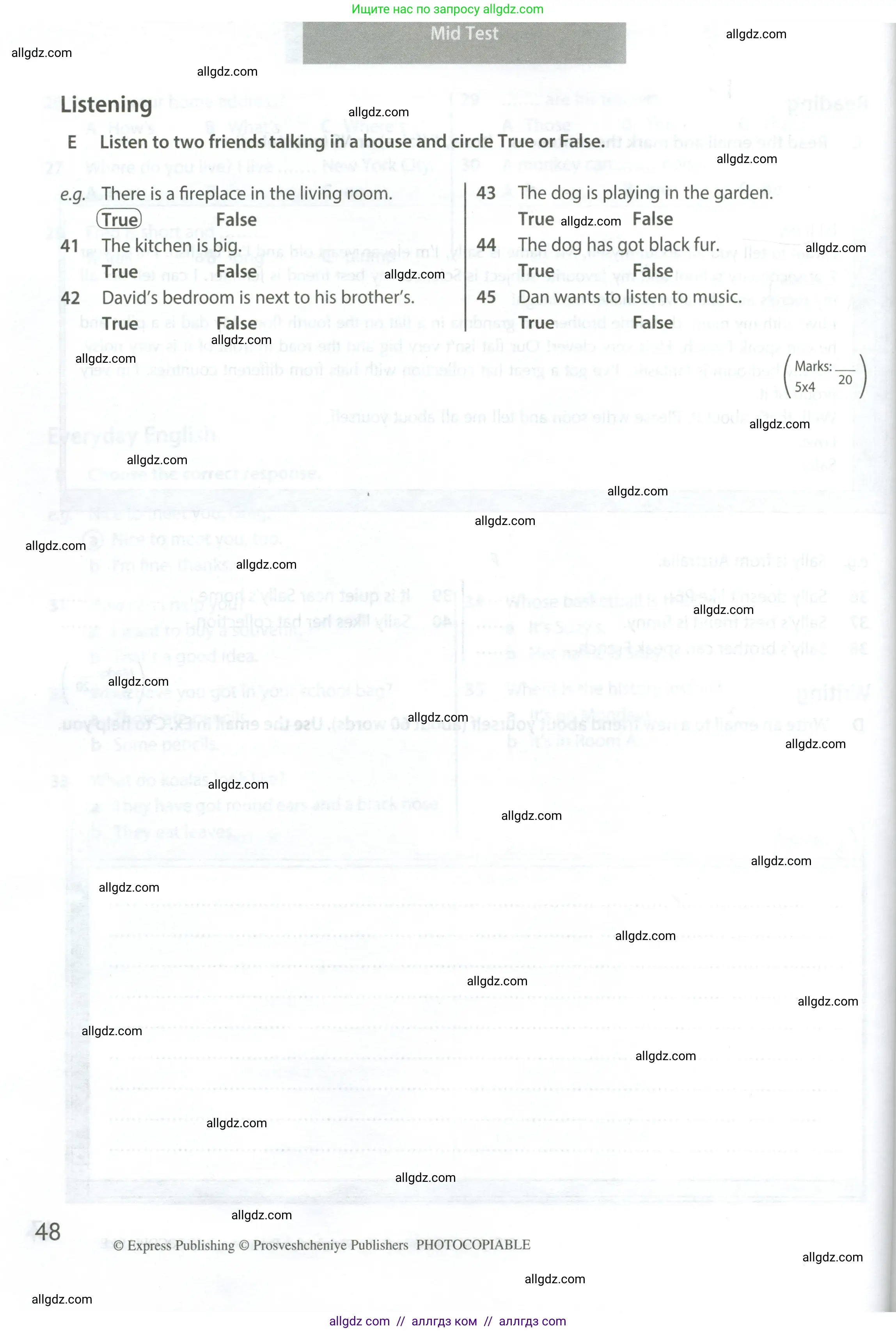 Английский язык (english), 5 класс контрольные задания (test booklet), авторы: Ваулина Юлия Евгеньевна (Vaulina Julia), Дули Дженни (Dooley Jenny), Подоляко Ольга Евгеньевна (Podolyako Olga), Эванс Вирджиния (Evans Virginia), издательство Просвещение, Москва, 2023, белого цвета, страница 48