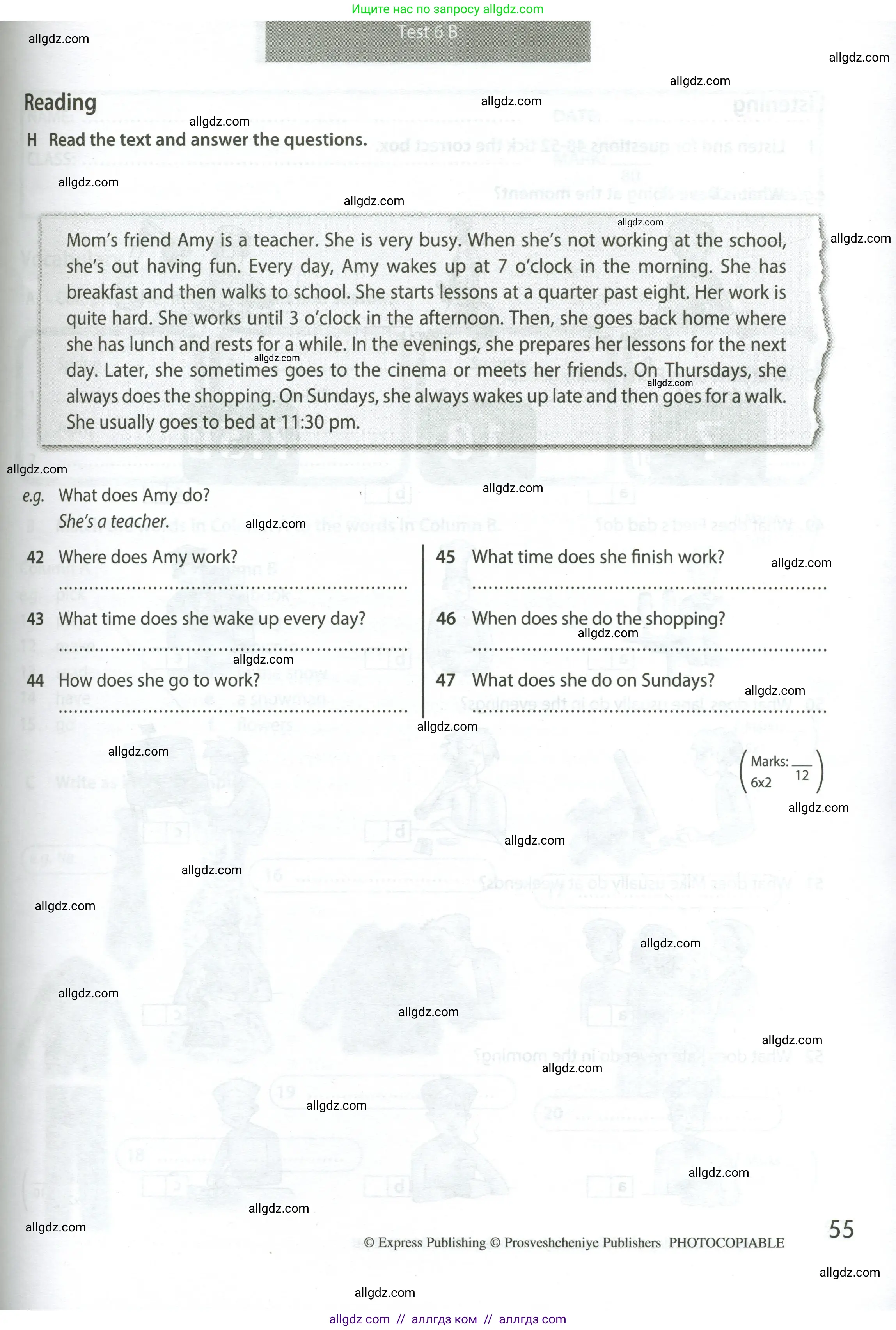 Английский язык (english), 5 класс контрольные задания (test booklet), авторы: Ваулина Юлия Евгеньевна (Vaulina Julia), Дули Дженни (Dooley Jenny), Подоляко Ольга Евгеньевна (Podolyako Olga), Эванс Вирджиния (Evans Virginia), издательство Просвещение, Москва, 2023, белого цвета, страница 55