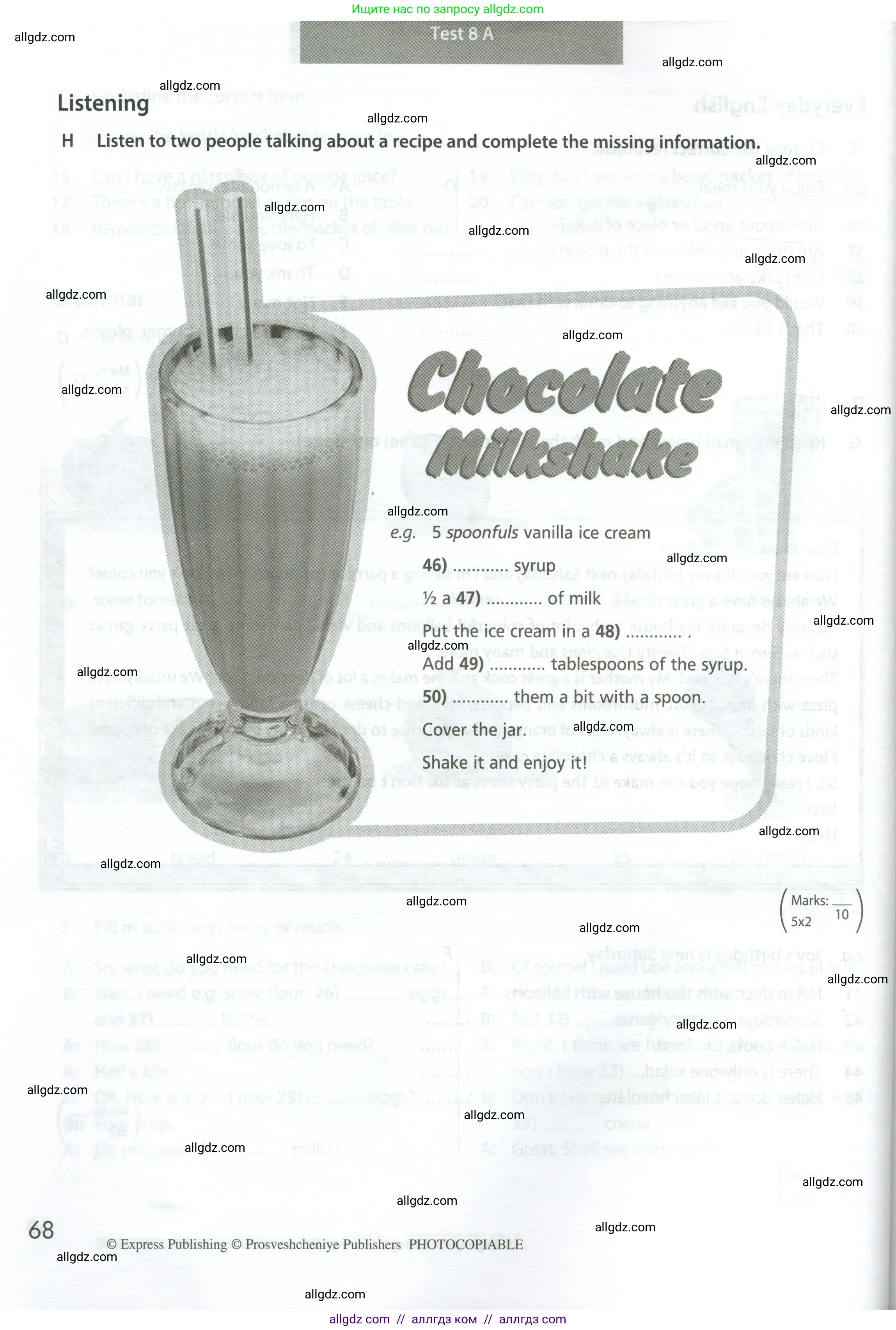Английский язык (english), 5 класс контрольные задания (test booklet), авторы: Ваулина Юлия Евгеньевна (Vaulina Julia), Дули Дженни (Dooley Jenny), Подоляко Ольга Евгеньевна (Podolyako Olga), Эванс Вирджиния (Evans Virginia), издательство Просвещение, Москва, 2023, белого цвета, страница 68