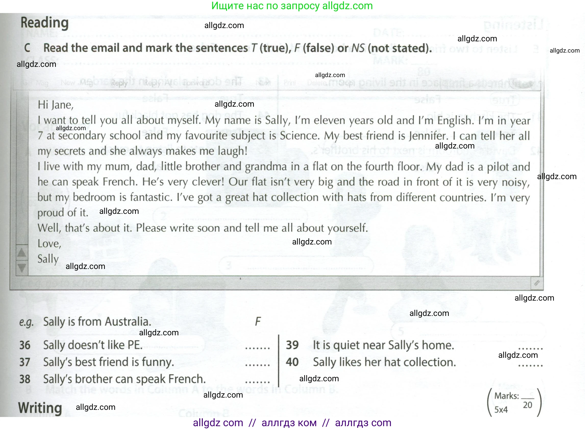 Английский язык (english), 5 класс контрольные задания (test booklet), авторы: Ваулина Юлия Евгеньевна (Vaulina Julia), Дули Дженни (Dooley Jenny), Подоляко Ольга Евгеньевна (Podolyako Olga), Эванс Вирджиния (Evans Virginia), издательство Просвещение, Москва, 2023, белого цвета, страница 47, номер C (36-40), Условие 2023-2027