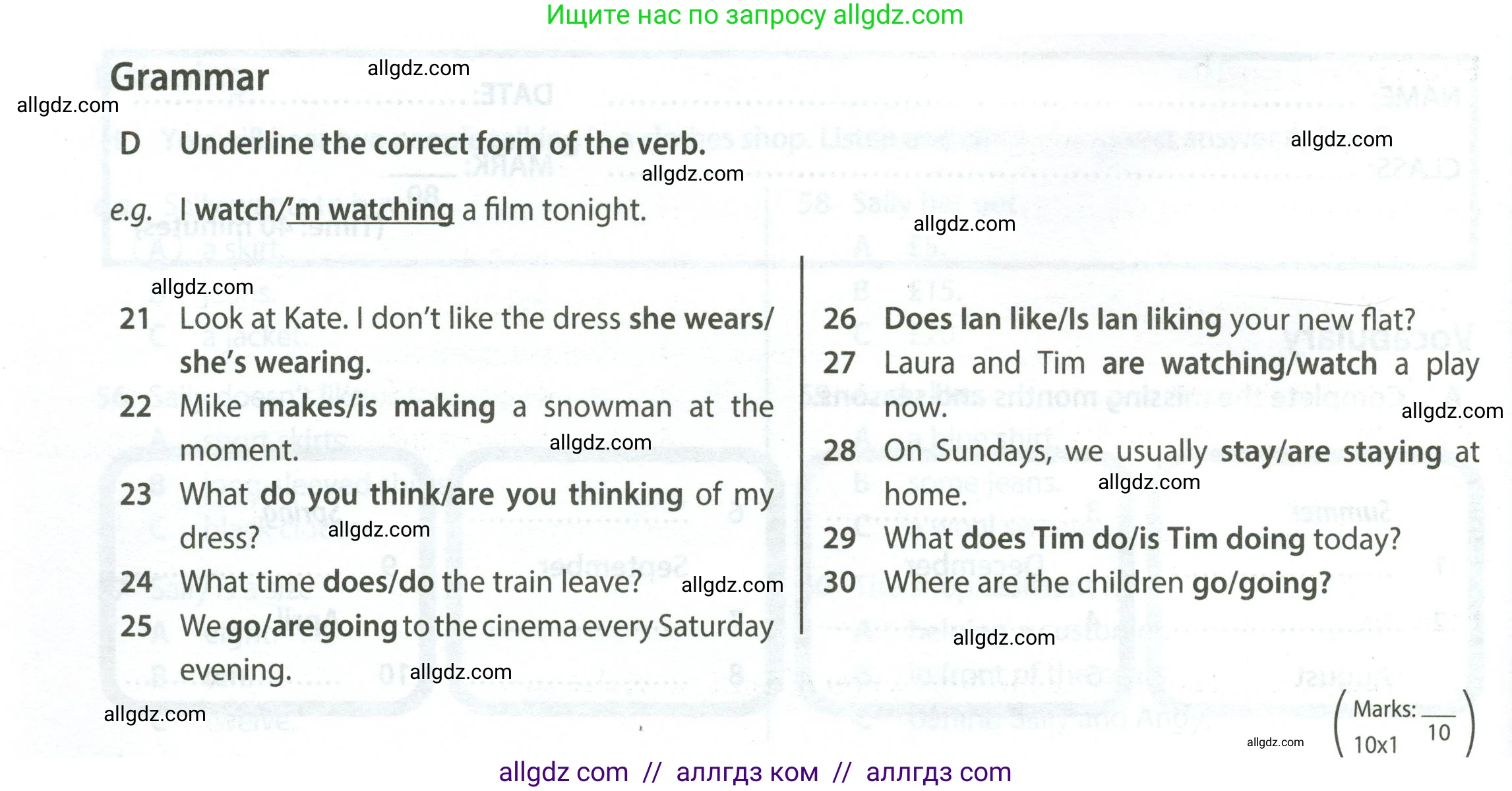 Английский язык (english), 5 класс контрольные задания (test booklet), авторы: Ваулина Юлия Евгеньевна (Vaulina Julia), Дули Дженни (Dooley Jenny), Подоляко Ольга Евгеньевна (Podolyako Olga), Эванс Вирджиния (Evans Virginia), издательство Просвещение, Москва, 2023, белого цвета, страница 62, номер D (21-30), Условие 2023-2027