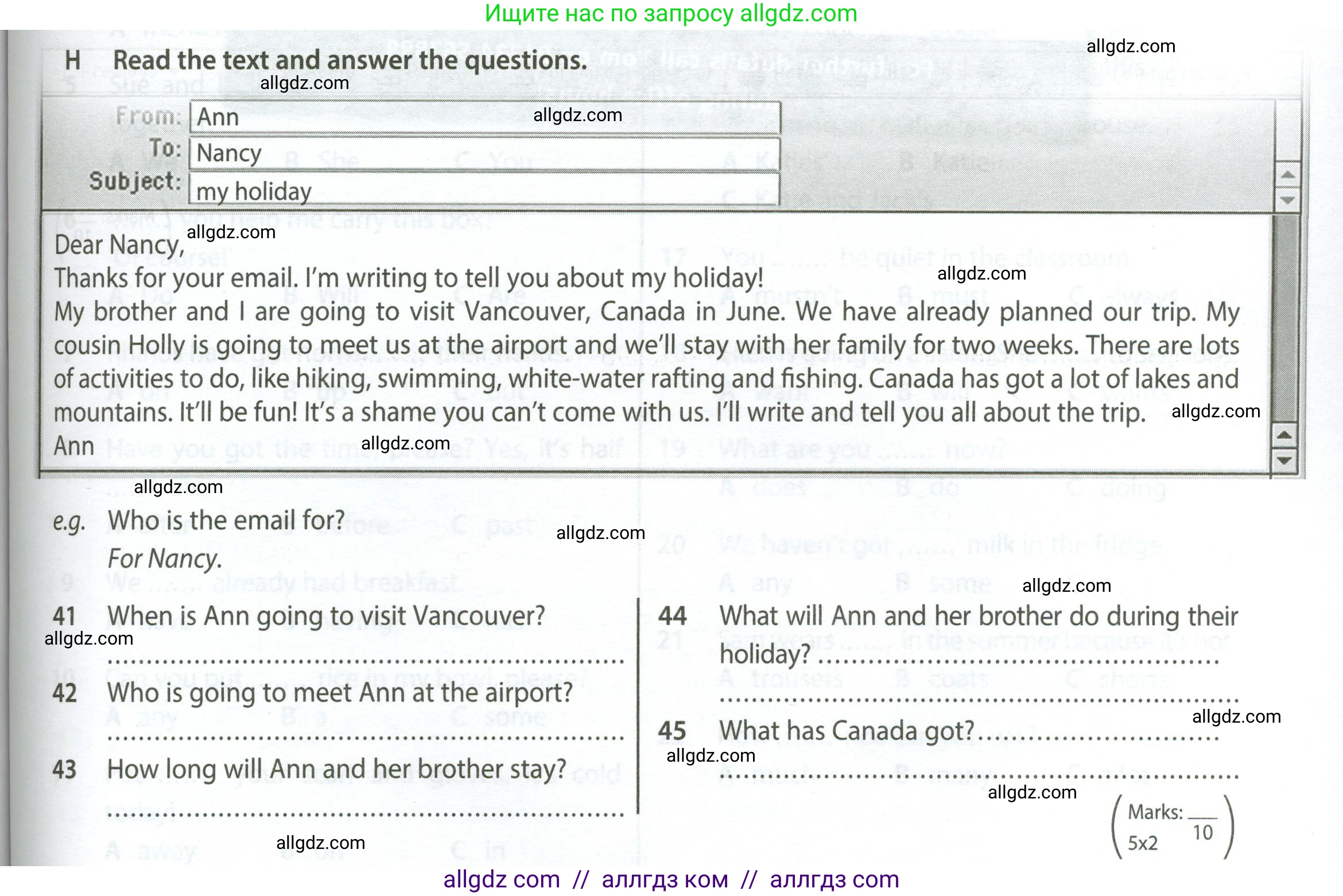 Английский язык (english), 5 класс контрольные задания (test booklet), авторы: Ваулина Юлия Евгеньевна (Vaulina Julia), Дули Дженни (Dooley Jenny), Подоляко Ольга Евгеньевна (Podolyako Olga), Эванс Вирджиния (Evans Virginia), издательство Просвещение, Москва, 2023, белого цвета, страница 87, номер H (41-45), Условие 2023-2027