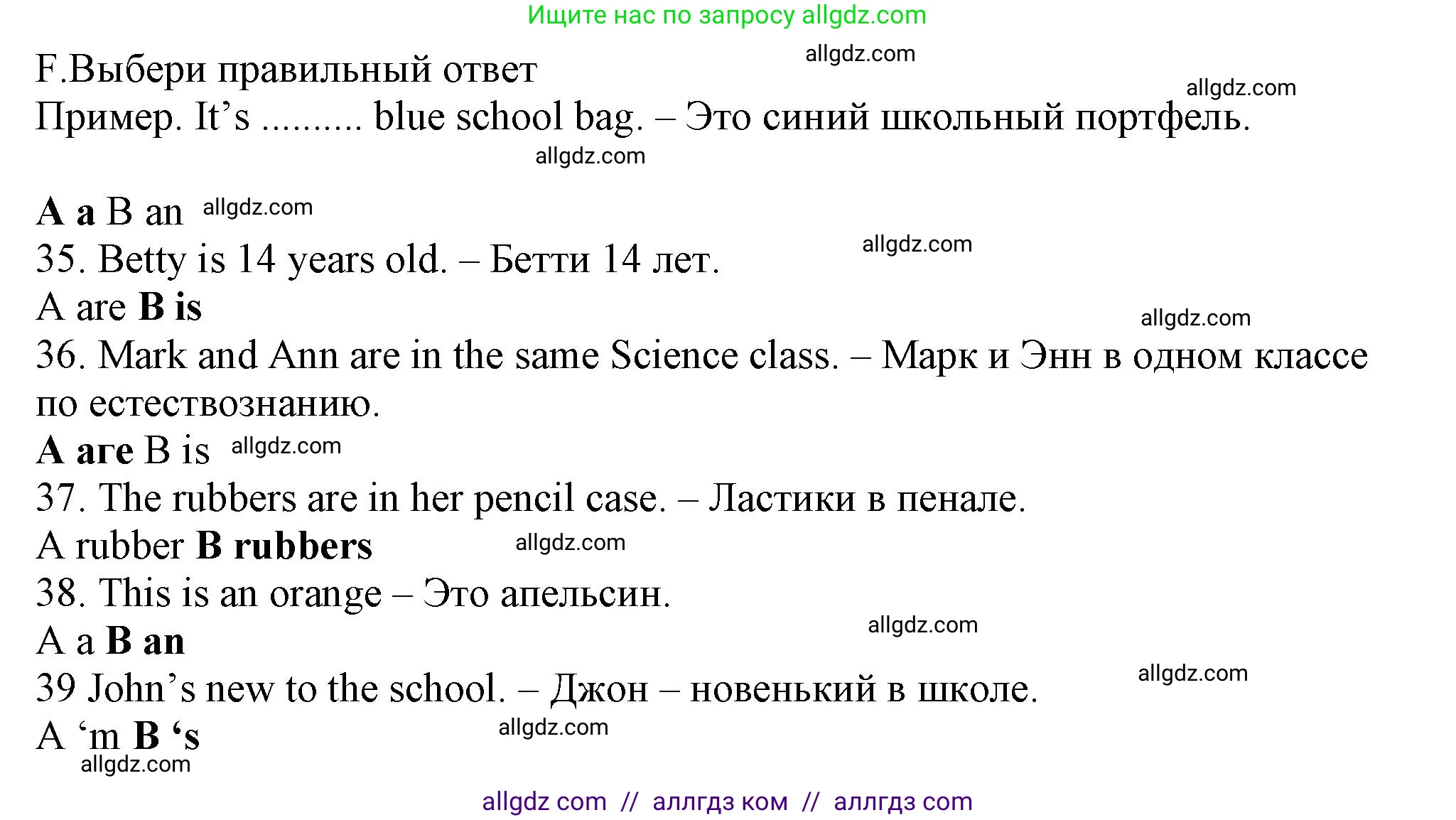 Английский язык (english), 5 класс контрольные задания (test booklet), авторы: Ваулина Юлия Евгеньевна (Vaulina Julia), Дули Дженни (Dooley Jenny), Подоляко Ольга Евгеньевна (Podolyako Olga), Эванс Вирджиния (Evans Virginia), издательство Просвещение, Москва, 2023, белого цвета, страница 6, номер F (35-39), Решение 1 (2023-2027)