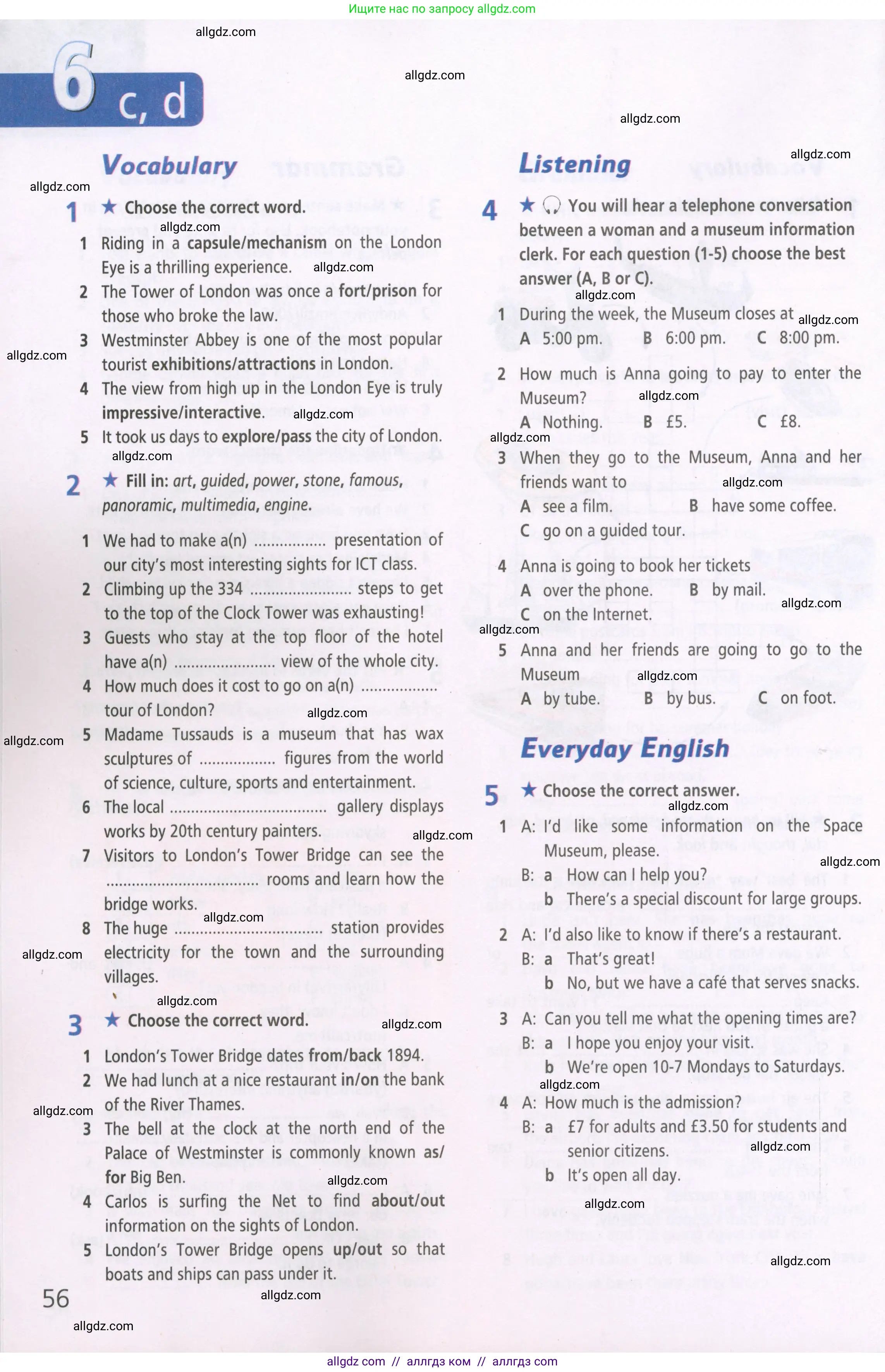 Английский язык (english), 5 класс Рабочая тетрадь (workbook), авторы: Баранова Ксения Михайловна (Baranova Ksenia), Дули Дженни (Dooley Jenny), Копылова Виктория Викторовна (Kopylova Victoria), Мильруд Радислав Петрович (Millrood Radislav), Эванс Вирджиния (Evans Virginia), издательство Просвещение, Москва, 2023, белого цвета, страница 56