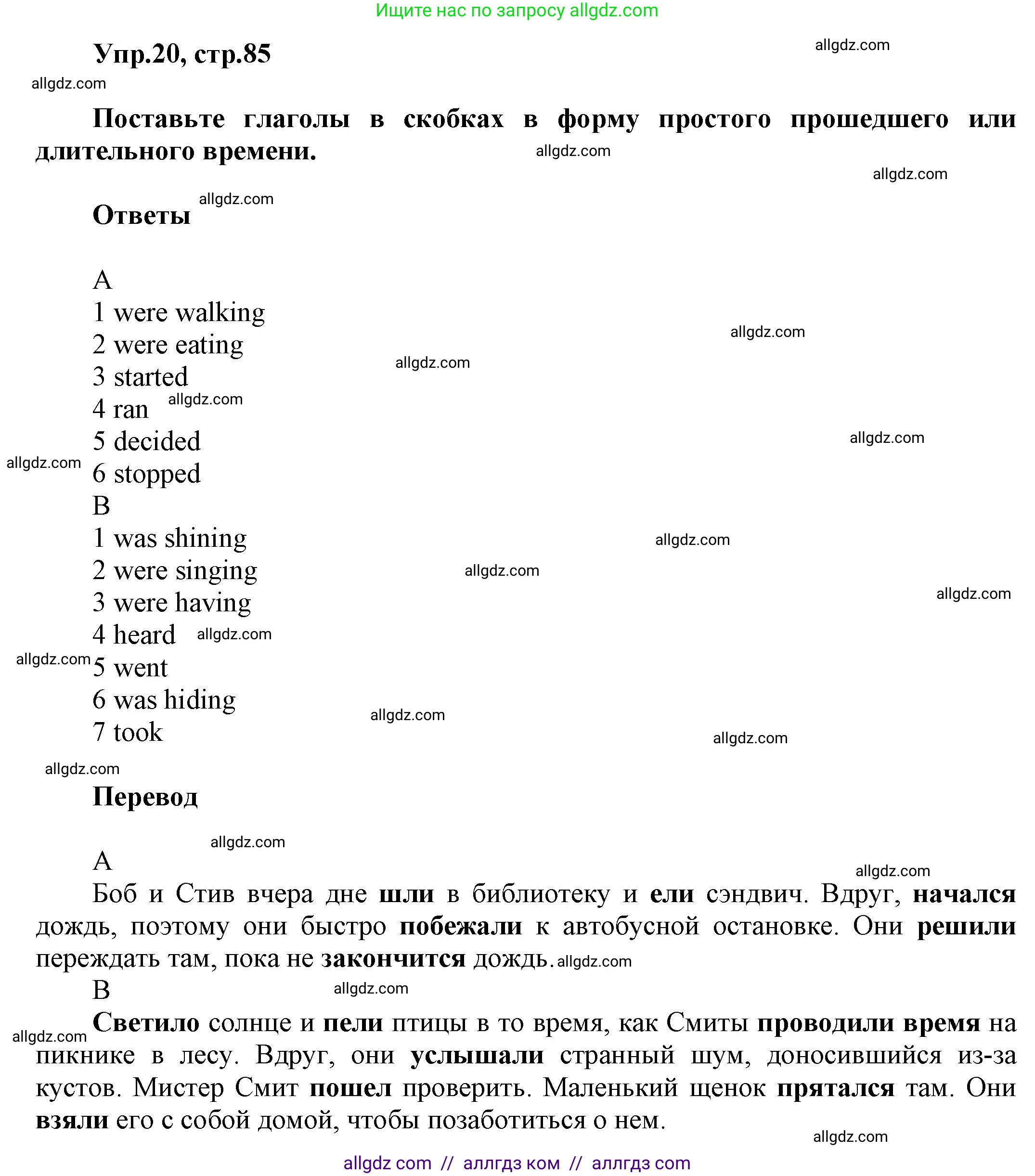 Английский язык (english), 5 класс Рабочая тетрадь (workbook), авторы: Баранова Ксения Михайловна (Baranova Ksenia), Дули Дженни (Dooley Jenny), Копылова Виктория Викторовна (Kopylova Victoria), Мильруд Радислав Петрович (Millrood Radislav), Эванс Вирджиния (Evans Virginia), издательство Просвещение, Москва, 2023, белого цвета, страница 85, номер 20, Решение 1