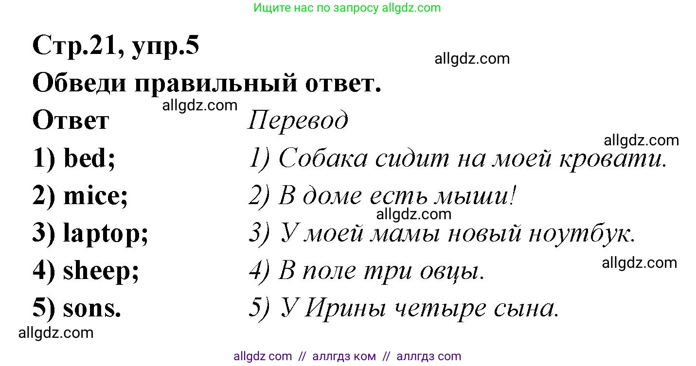 Английский язык (english), 5 класс сборник грамматических упражнений, автор: Смирнов Алексей Валерьевич, издательство Просвещение, Москва, 2023, белого цвета, страница 21, номер 5, Решение 1