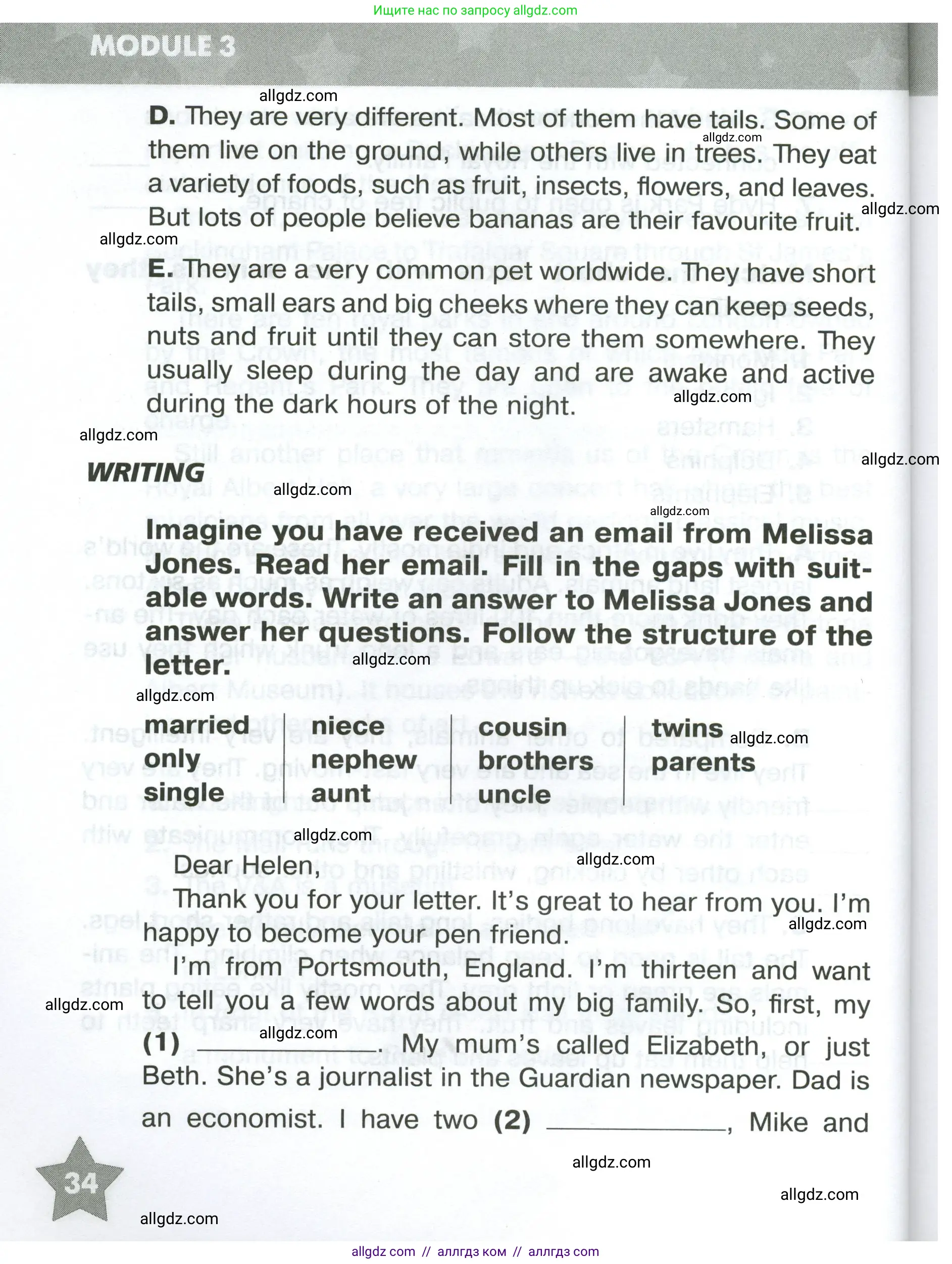 Английский язык (english), 5 класс Тренировочные упражнения в формате ОГЭ (ГИА), авторы: Комиссаров Константин Вячеславович, Кирдяева Ольга Ивановна, издательство Просвещение, Москва, 2023, белого цвета, страница 34