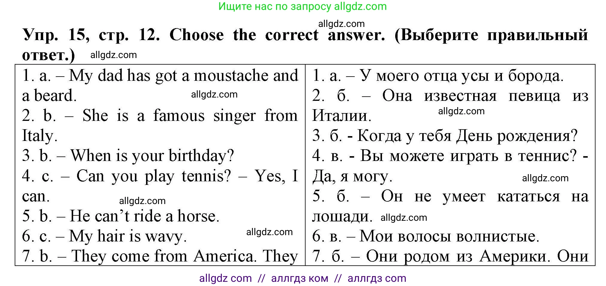 Английский язык (english), 5 класс Тренировочные упражнения в формате ОГЭ (ГИА), авторы: Комиссаров Константин Вячеславович, Кирдяева Ольга Ивановна, издательство Просвещение, Москва, 2023, белого цвета, страница 12, номер 15, Решение