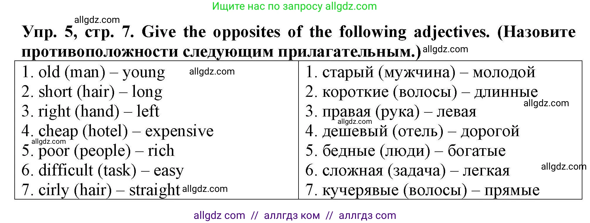 Английский язык (english), 5 класс Тренировочные упражнения в формате ОГЭ (ГИА), авторы: Комиссаров Константин Вячеславович, Кирдяева Ольга Ивановна, издательство Просвещение, Москва, 2023, белого цвета, страница 7, номер 5, Решение