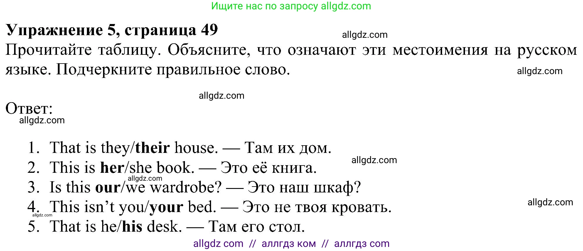 Английский язык (english), 5 класс Учебник (Student's book), авторы: Ваулина Юлия Евгеньевна (Vaulina Julia), Дули Дженни (Dooley Jenny), Подоляко Ольга Евгеньевна (Podolyako Olga), Эванс Вирджиния (Evans Virginia), издательство Просвещение, Москва, 2023, жёлтого цвета, страница 49, номер 5, Решение 1 (2023-2027)