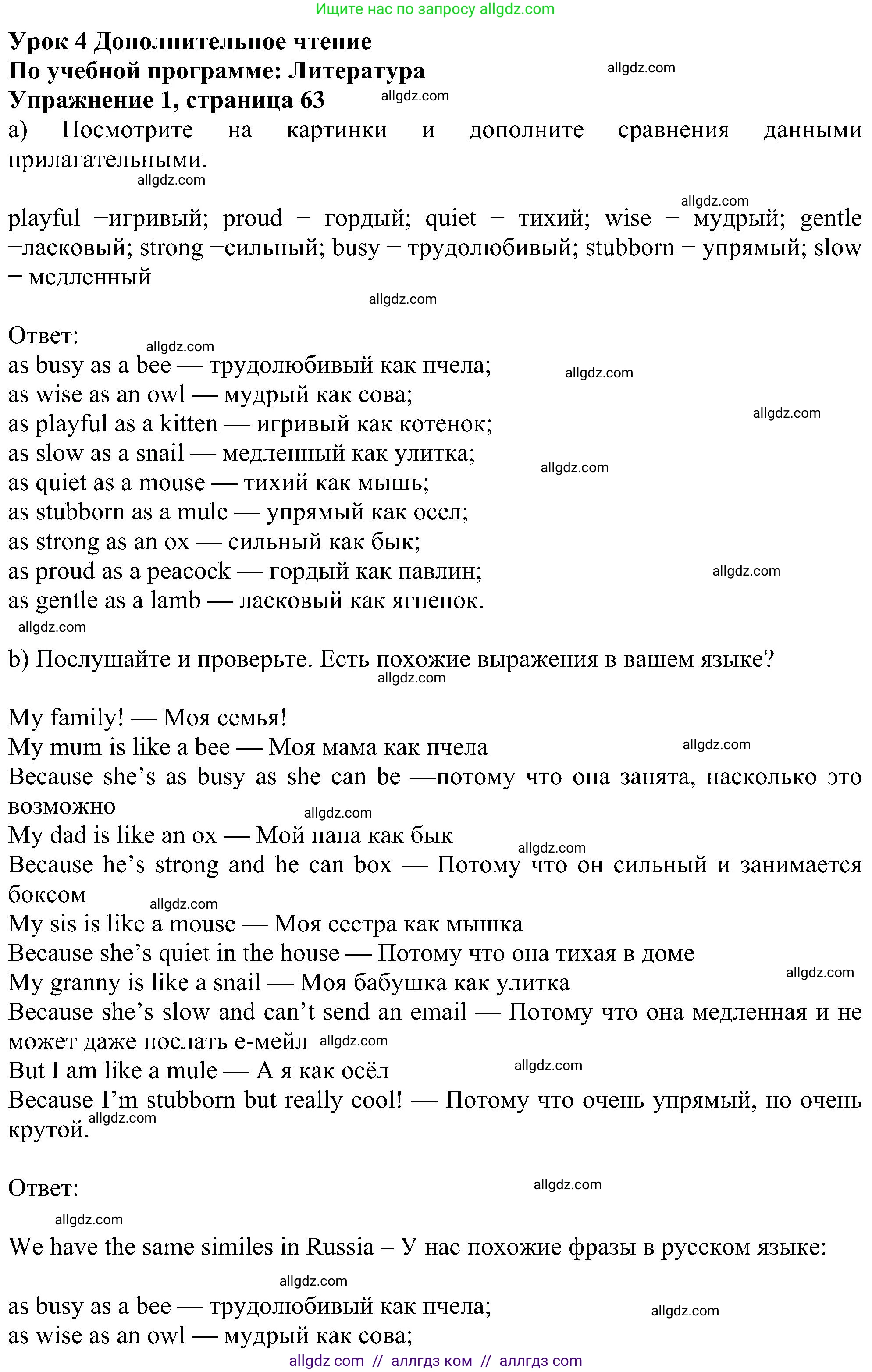 Английский язык (english), 5 класс Учебник (Student's book), авторы: Ваулина Юлия Евгеньевна (Vaulina Julia), Дули Дженни (Dooley Jenny), Подоляко Ольга Евгеньевна (Podolyako Olga), Эванс Вирджиния (Evans Virginia), издательство Просвещение, Москва, 2023, жёлтого цвета, страница 63, номер 1, Решение 1 (2023-2027)
