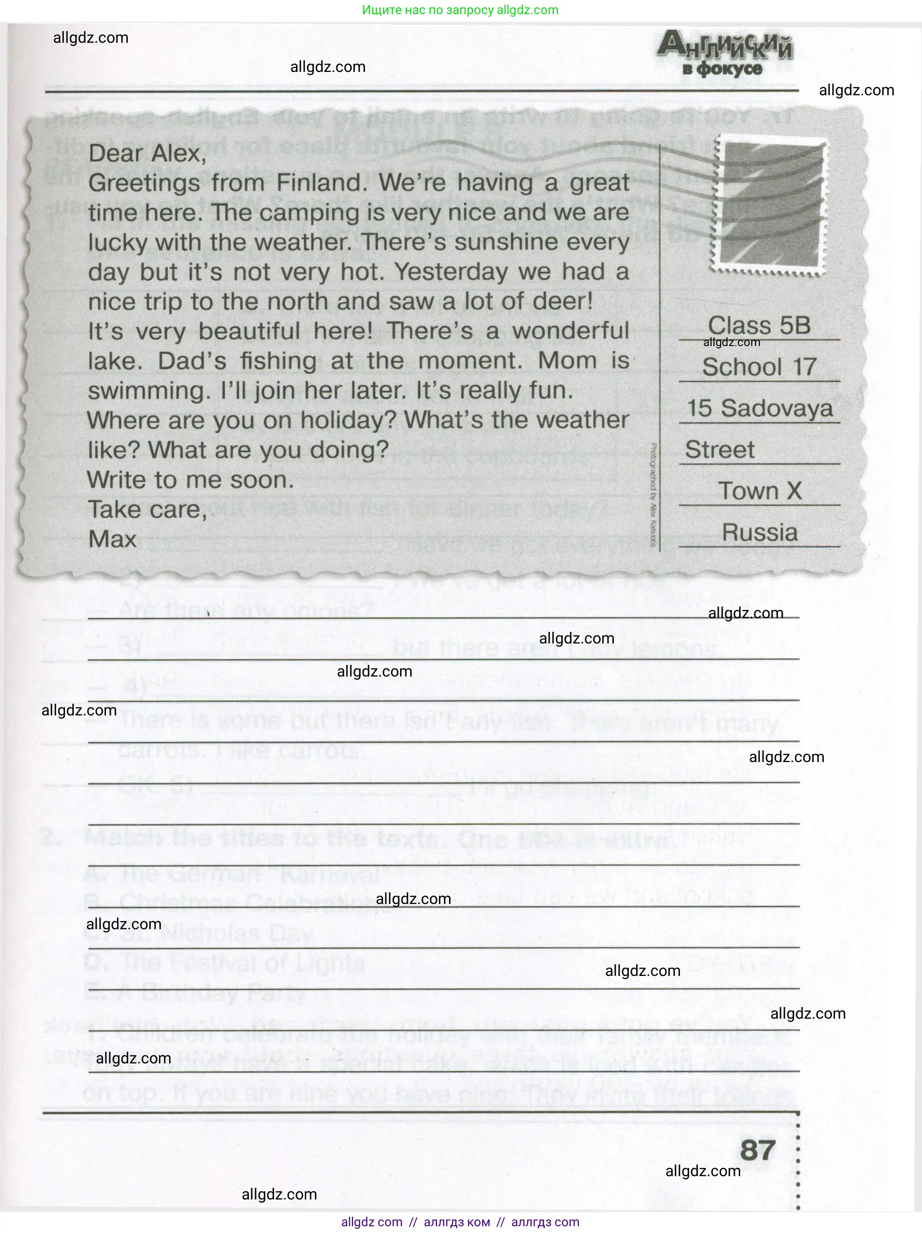 Английский язык (english), 5 класс Тренировочные упражнения в формате ОГЭ (ГИА), авторы: Ваулина Юлия Евгеньевна (Vaulina Julia), Подоляко Ольга Евгеньевна (Podolyako Olga), издательство Просвещение, Москва, 2023, оранжевого цвета, страница 87