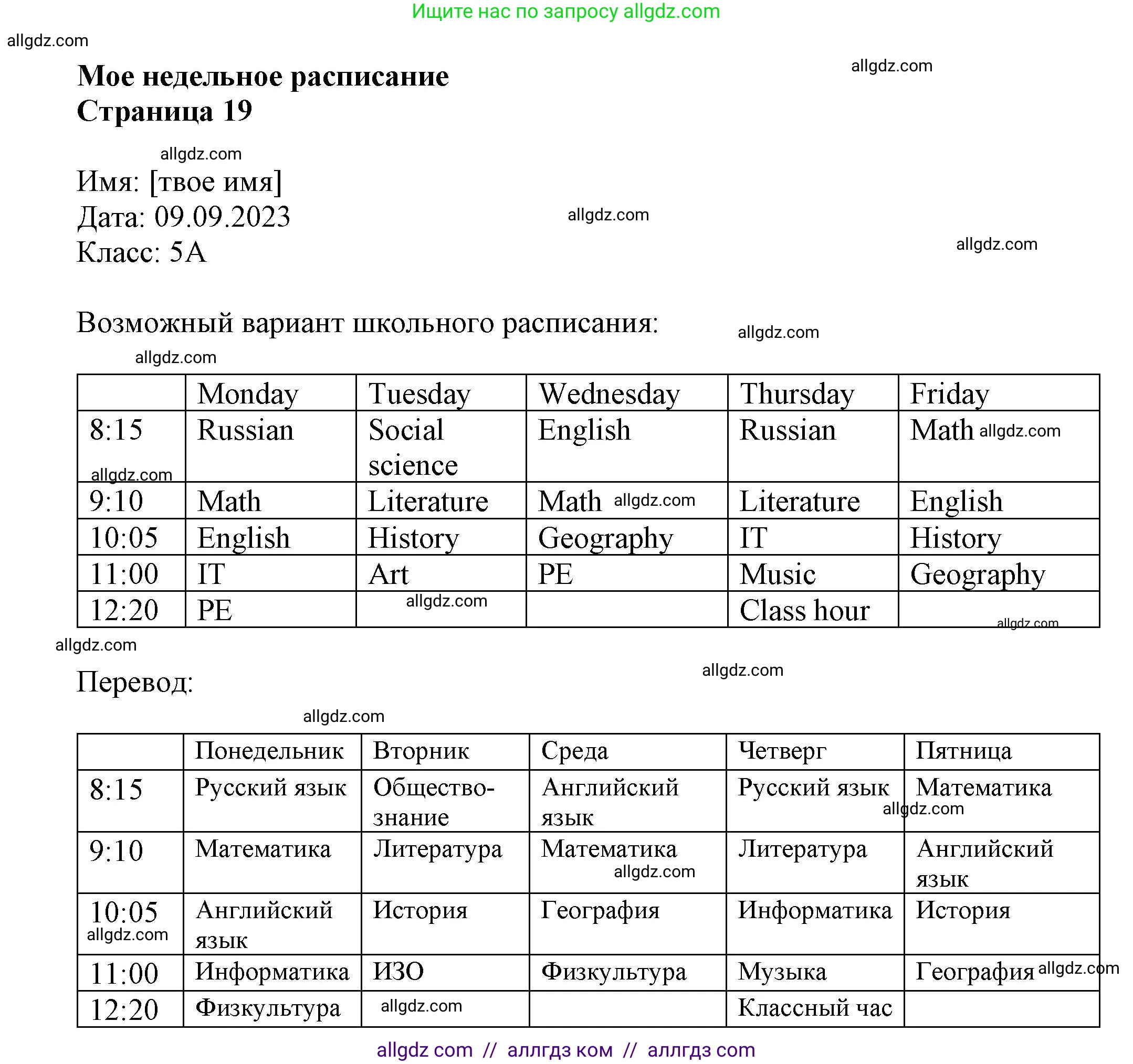 Английский язык (english), 5 класс Языковой портфель (my language portfolio), авторы: Ваулина Юлия Евгеньевна (Vaulina Julia), Дули Дженни (Dooley Jenny), Подоляко Ольга Евгеньевна (Podolyako Olga), Эванс Вирджиния (Evans Virginia), издательство Просвещение, Москва, 2011, серого цвета, страница 19, Решение