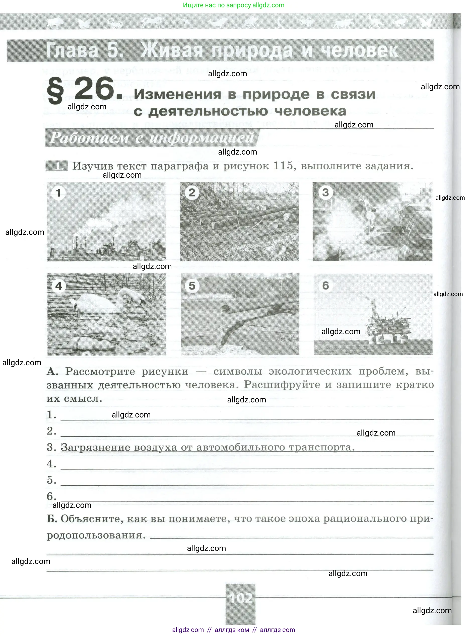 Биология, 5 класс рабочая тетрадь, авторы: Пасечник Владимир Васильевич, Суматохин Сергей Витальевич, Швецов Глеб Геннадьевич, Гапонюк Зоя Георгиевна, Косарькова Марина Викторовна, издательство Просвещение, Москва, 2023, оранжевого цвета, страница 102