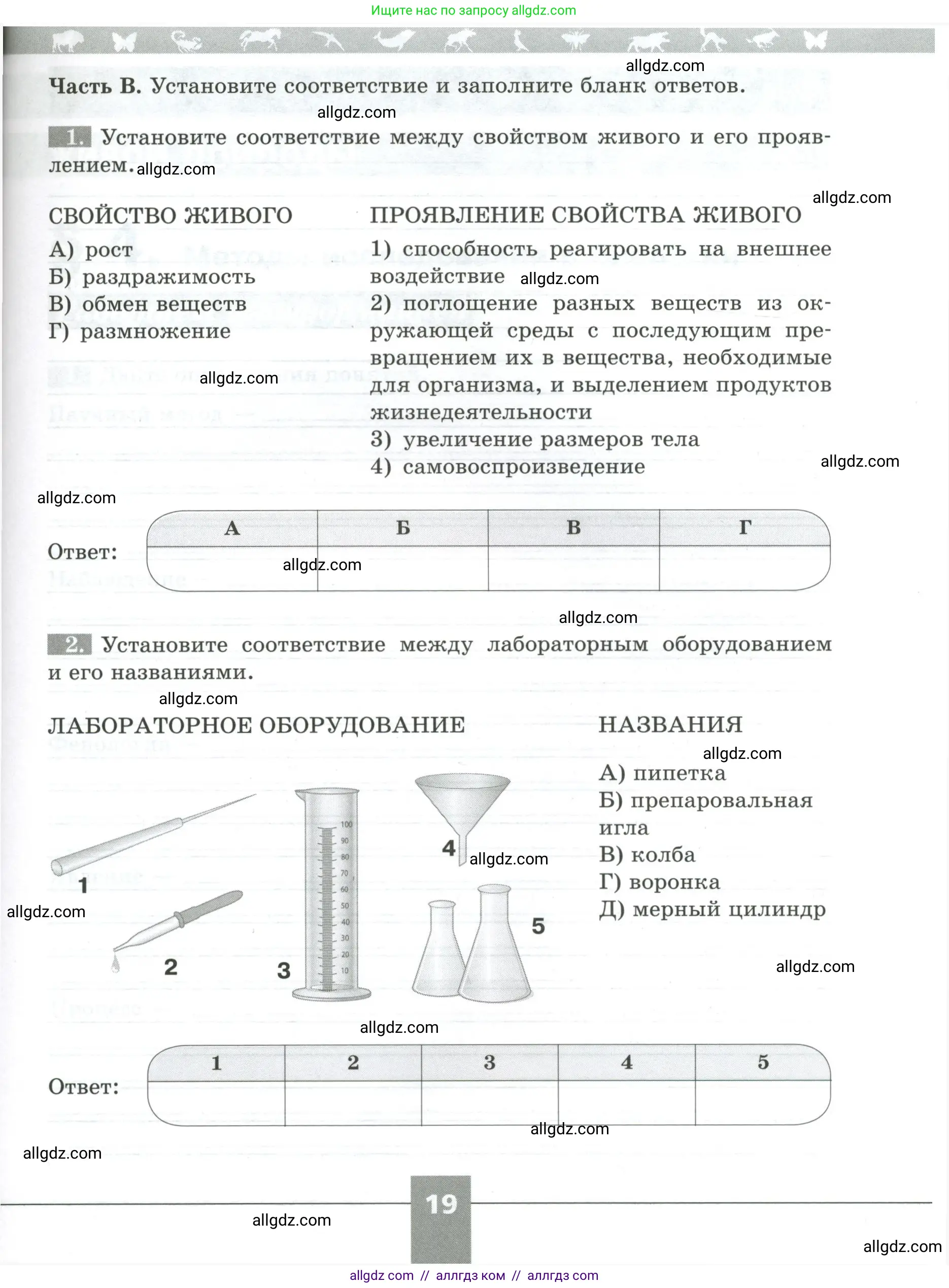 Биология, 5 класс рабочая тетрадь, авторы: Пасечник Владимир Васильевич, Суматохин Сергей Витальевич, Швецов Глеб Геннадьевич, Гапонюк Зоя Георгиевна, Косарькова Марина Викторовна, издательство Просвещение, Москва, 2023, оранжевого цвета, страница 19