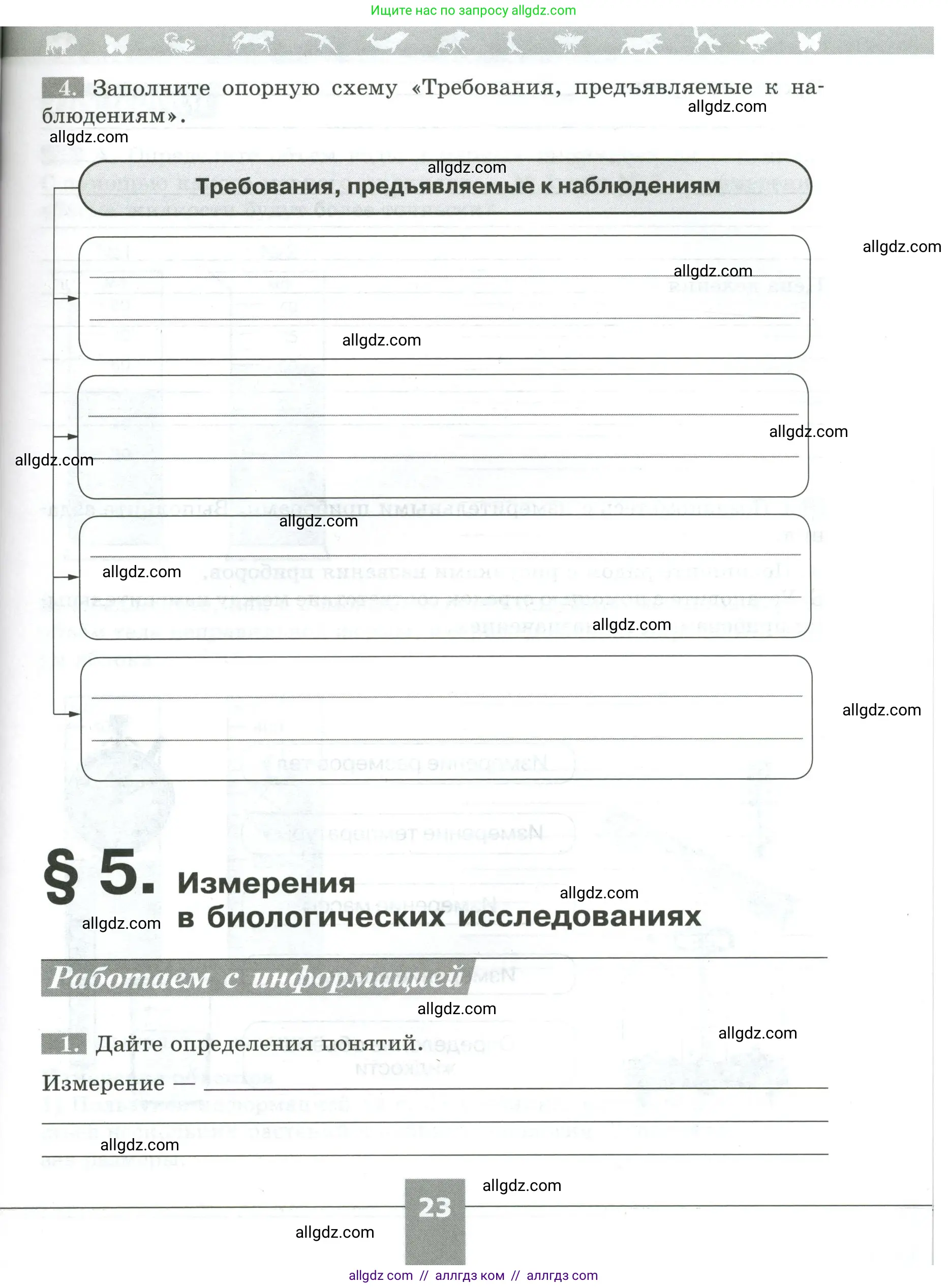 Биология, 5 класс рабочая тетрадь, авторы: Пасечник Владимир Васильевич, Суматохин Сергей Витальевич, Швецов Глеб Геннадьевич, Гапонюк Зоя Георгиевна, Косарькова Марина Викторовна, издательство Просвещение, Москва, 2023, оранжевого цвета, страница 23