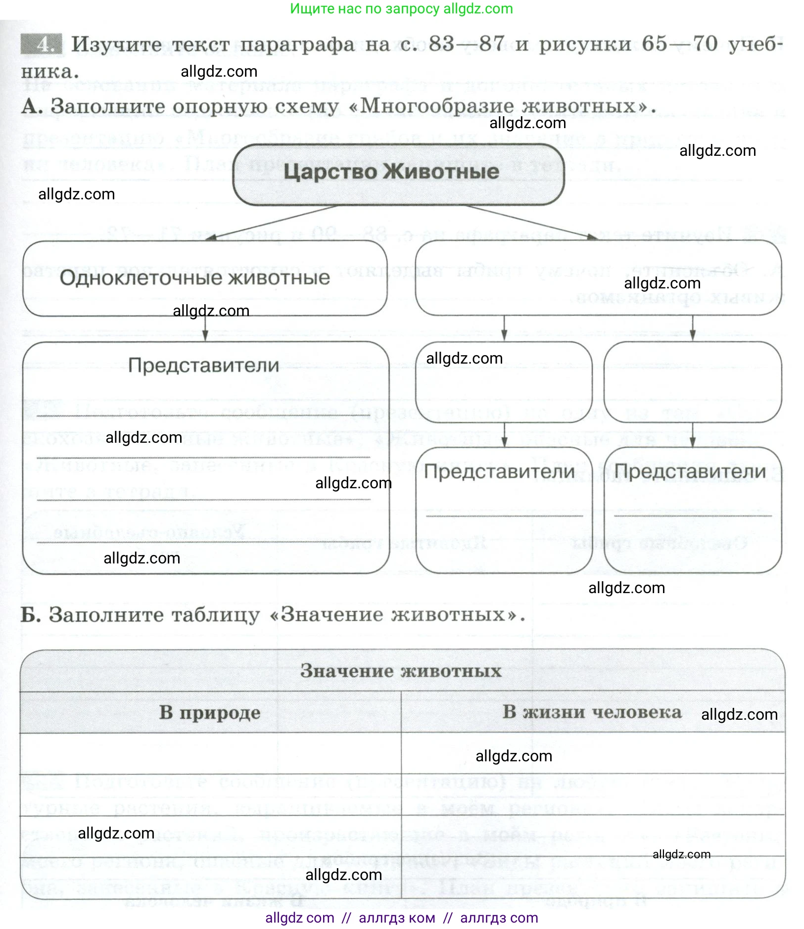 Биология, 5 класс рабочая тетрадь, авторы: Пасечник Владимир Васильевич, Суматохин Сергей Витальевич, Швецов Глеб Геннадьевич, Гапонюк Зоя Георгиевна, Косарькова Марина Викторовна, издательство Просвещение, Москва, 2023, оранжевого цвета, страница 55, номер 4, Условие