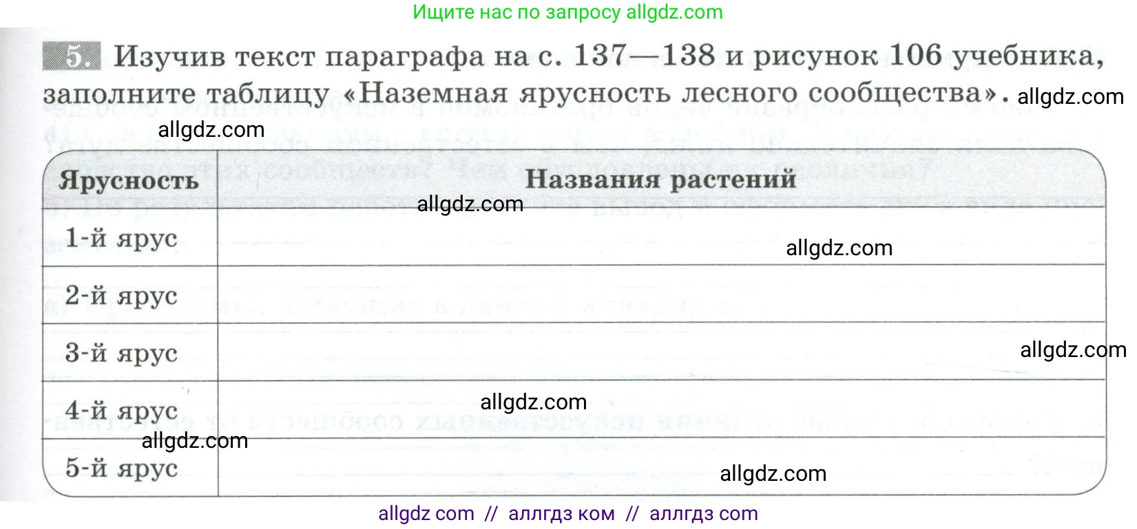 Биология, 5 класс рабочая тетрадь, авторы: Пасечник Владимир Васильевич, Суматохин Сергей Витальевич, Швецов Глеб Геннадьевич, Гапонюк Зоя Георгиевна, Косарькова Марина Викторовна, издательство Просвещение, Москва, 2023, оранжевого цвета, страница 93, номер 5, Условие