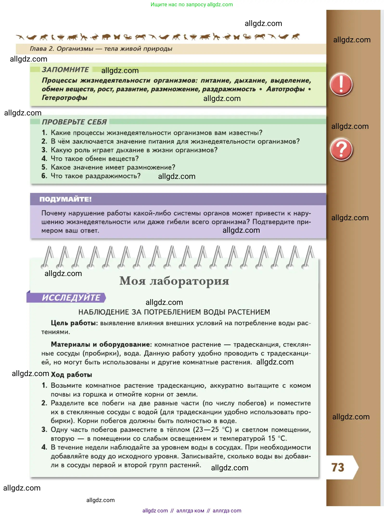 Биология, 5 класс Учебник, авторы: Пасечник Владимир Васильевич, Суматохин Сергей Витальевич, Гапонюк Зоя Георгиевна, Швецов Глеб Геннадьевич, издательство Просвещение, Москва, 2023, белого цвета, страница 73