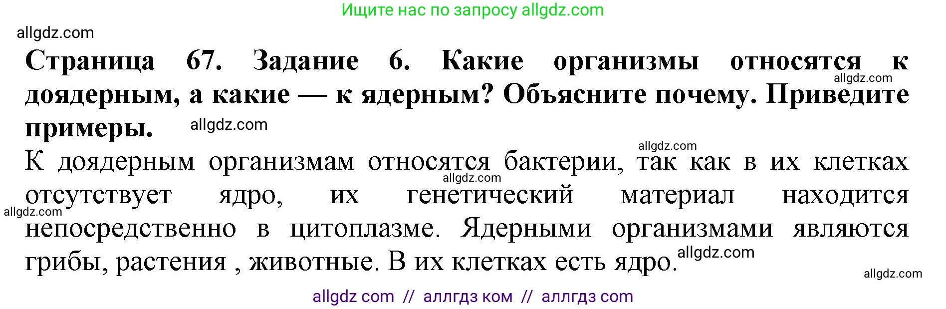 Биология, 5 класс Учебник, авторы: Пасечник Владимир Васильевич, Суматохин Сергей Витальевич, Гапонюк Зоя Георгиевна, Швецов Глеб Геннадьевич, издательство Просвещение, Москва, 2023, белого цвета, страница 67, номер 6, Решение