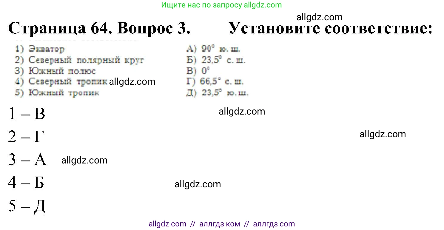 География, 5-6 класс Учебник, авторы: Алексеев Александр Иванович, Николина Вера Викторовна, Липкина Елена Карловна, Болысов Сергей Иванович, Кузнецова Галина Юрьевна, издательство Просвещение, Москва, 2023, жёлтого цвета, страница 64, номер 3, Решение