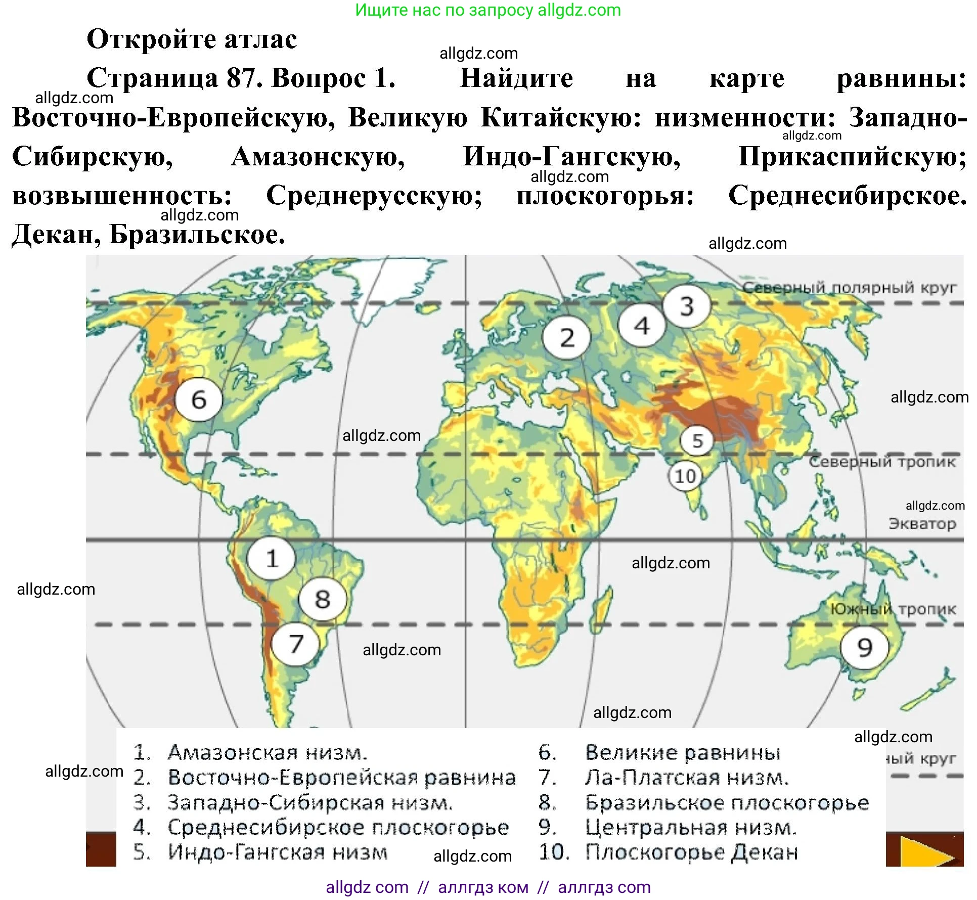 География, 5-6 класс Учебник, авторы: Алексеев Александр Иванович, Николина Вера Викторовна, Липкина Елена Карловна, Болысов Сергей Иванович, Кузнецова Галина Юрьевна, издательство Просвещение, Москва, 2023, жёлтого цвета, страница 87, номер 1, Решение