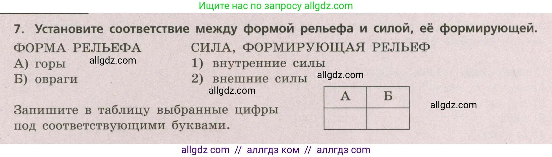 География, 5-6 класс Проверочные работы, авторы: Бондарева Мария Владимировна, Шидловский Игорь Михайлович, издательство Просвещение, Москва, 2023, жёлтого цвета, страница 26, номер 7, Условие