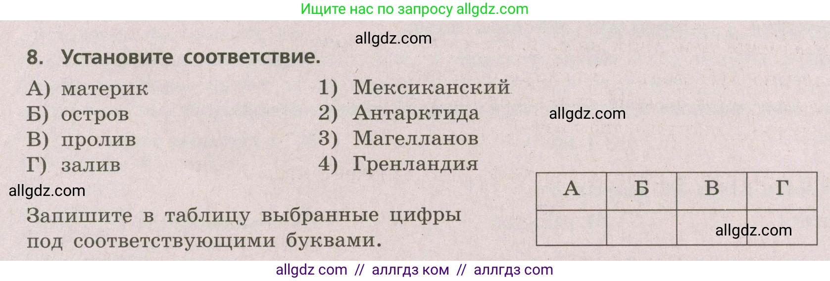 География, 5-6 класс Проверочные работы, авторы: Бондарева Мария Владимировна, Шидловский Игорь Михайлович, издательство Просвещение, Москва, 2023, жёлтого цвета, страница 33, номер 8, Условие