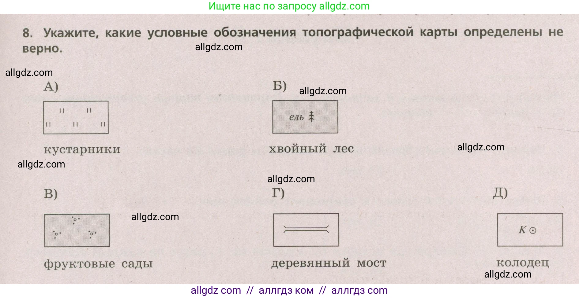 География, 5-6 класс Проверочные работы, авторы: Бондарева Мария Владимировна, Шидловский Игорь Михайлович, издательство Просвещение, Москва, 2023, жёлтого цвета, страница 55, номер 8, Условие