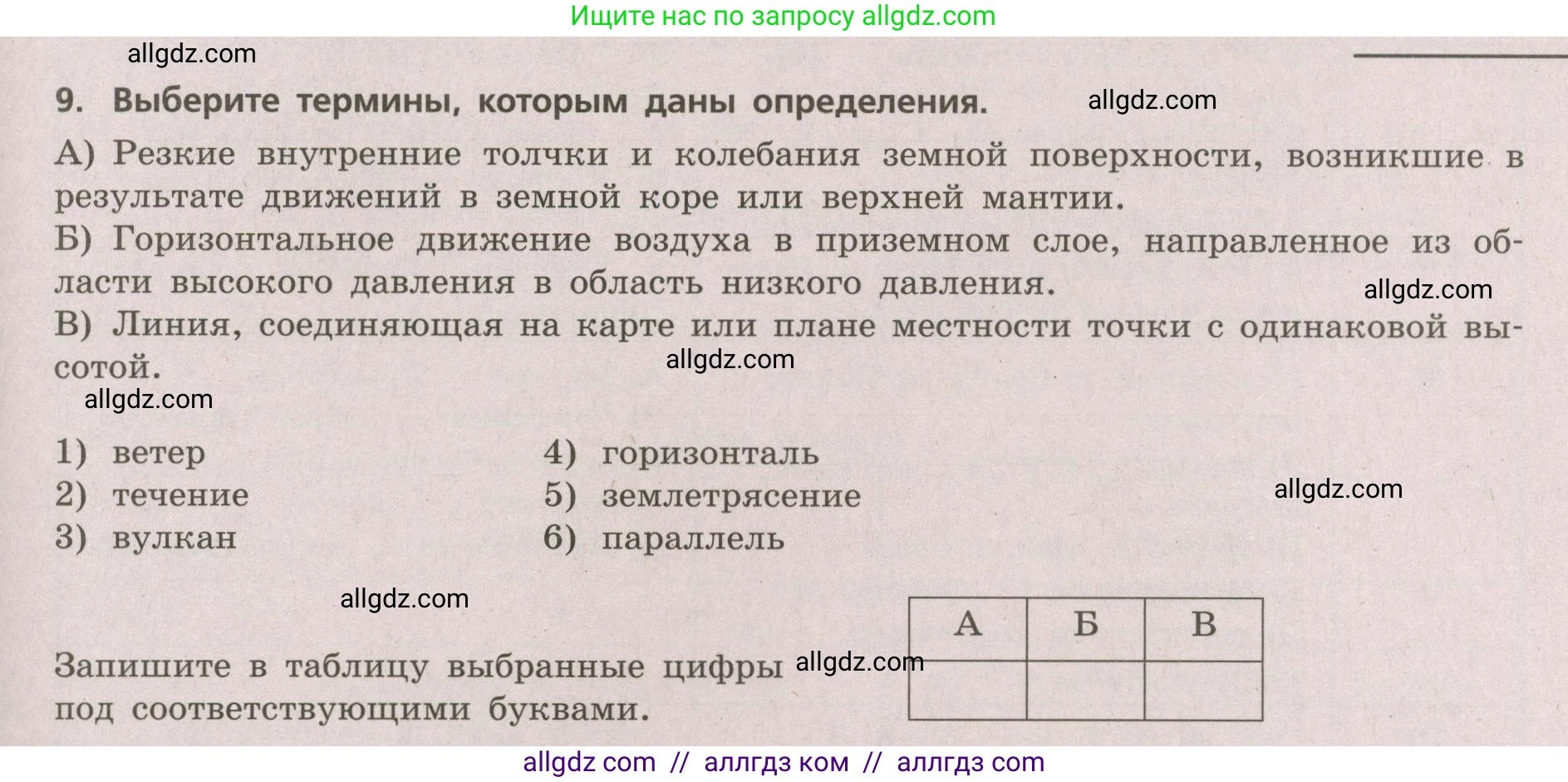 География, 5-6 класс Проверочные работы, авторы: Бондарева Мария Владимировна, Шидловский Игорь Михайлович, издательство Просвещение, Москва, 2023, жёлтого цвета, страница 57, номер 9, Условие
