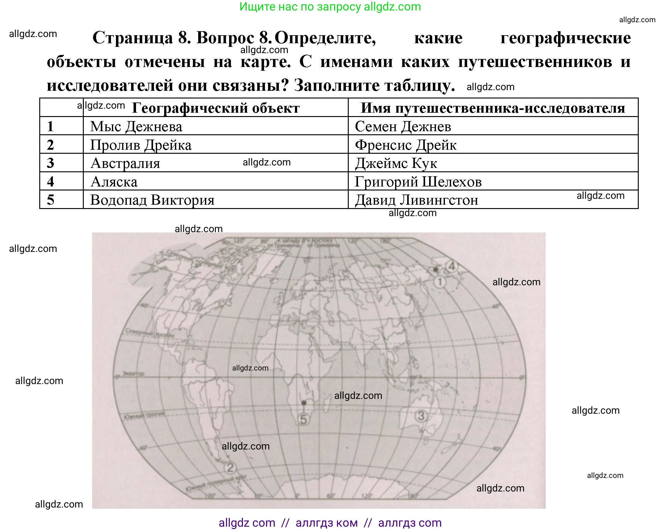 География, 5-6 класс Проверочные работы, авторы: Бондарева Мария Владимировна, Шидловский Игорь Михайлович, издательство Просвещение, Москва, 2023, жёлтого цвета, страница 8, номер 8, Решение