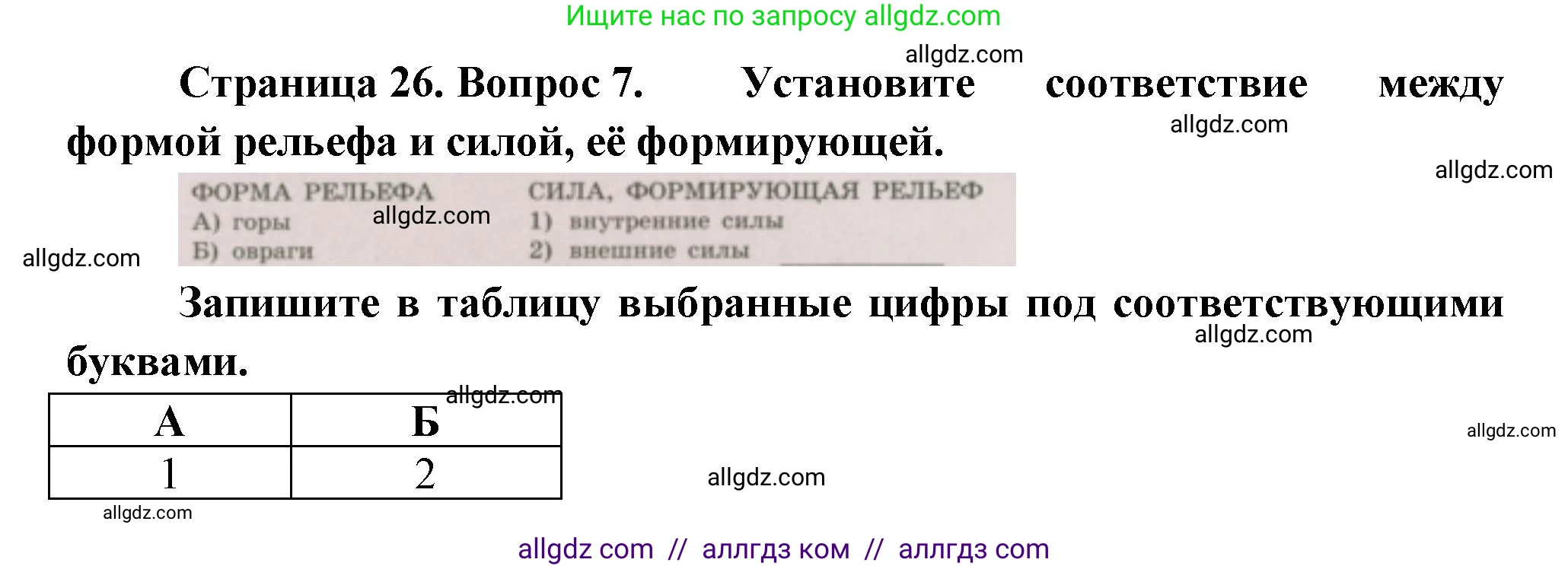 География, 5-6 класс Проверочные работы, авторы: Бондарева Мария Владимировна, Шидловский Игорь Михайлович, издательство Просвещение, Москва, 2023, жёлтого цвета, страница 26, номер 7, Решение