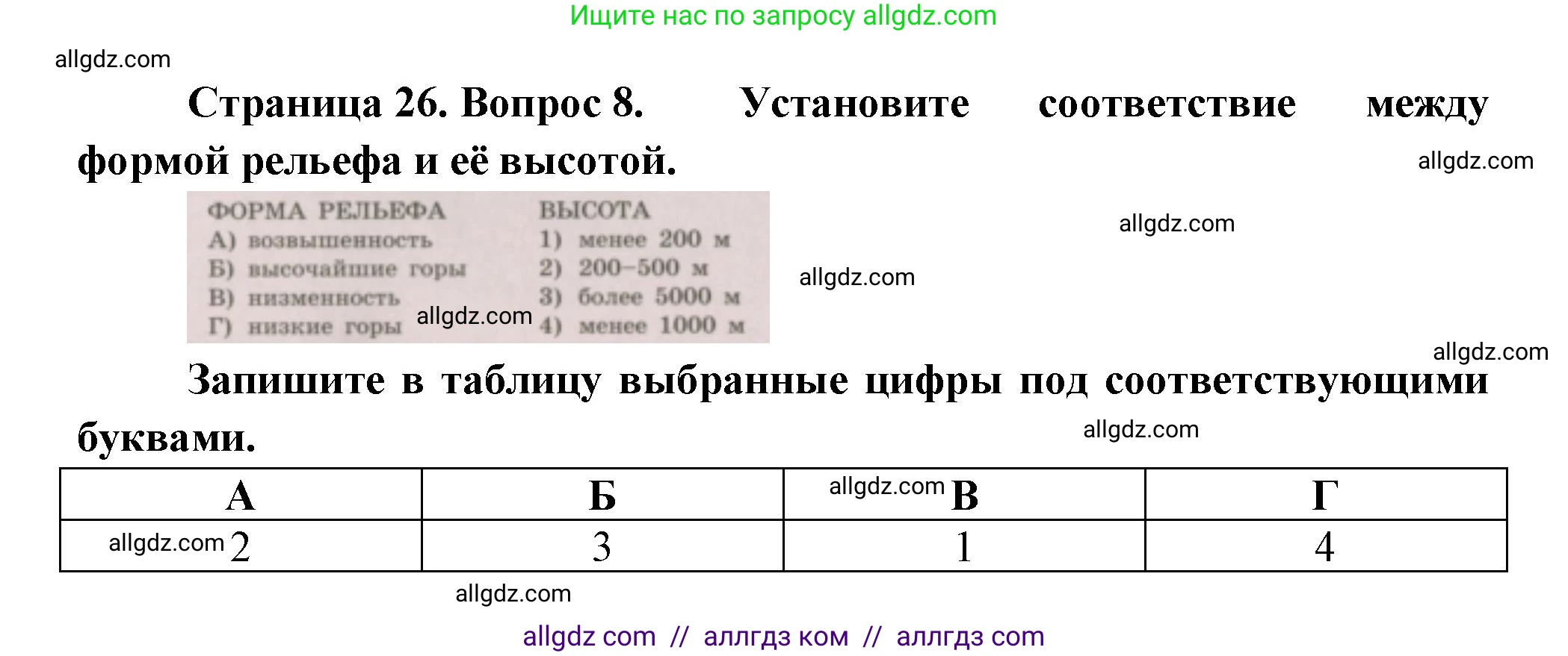 География, 5-6 класс Проверочные работы, авторы: Бондарева Мария Владимировна, Шидловский Игорь Михайлович, издательство Просвещение, Москва, 2023, жёлтого цвета, страница 26, номер 8, Решение