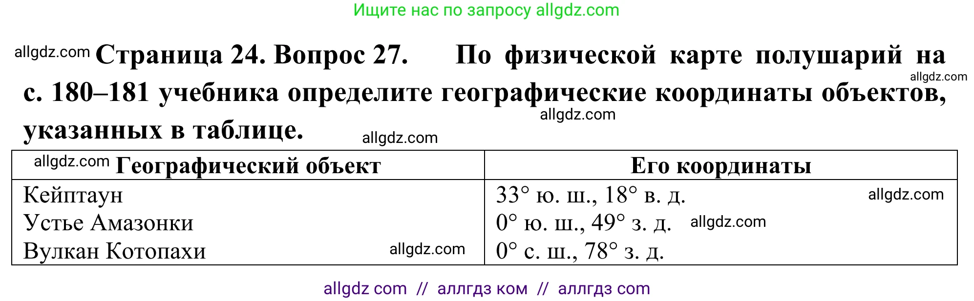 География, 5-6 класс Мой тренажёр, автор: Николина Вера Викторовна, издательство Просвещение, Москва, 2023, жёлтого цвета, страница 24, номер 27, Решение
