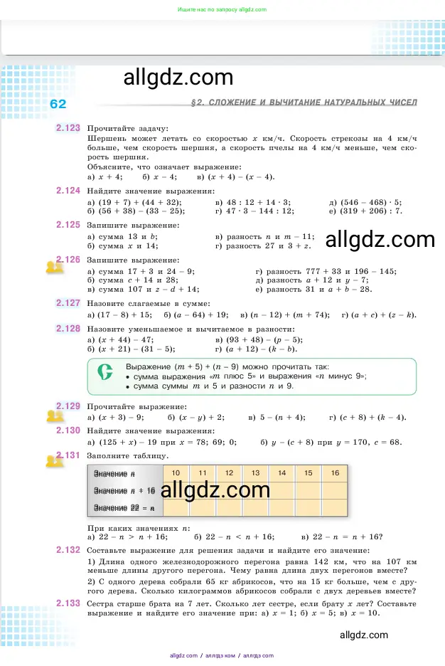 Математика, 5 класс Учебник, авторы: Виленкин Наум Яковлевич, Жохов Владимир Иванович, Чесноков Александр Семёнович, Александрова Лилия Александровна, Шварцбурд Семён Исаакович, издательство Просвещение, Москва, 2023, белого цвета, Часть 1, страница 62